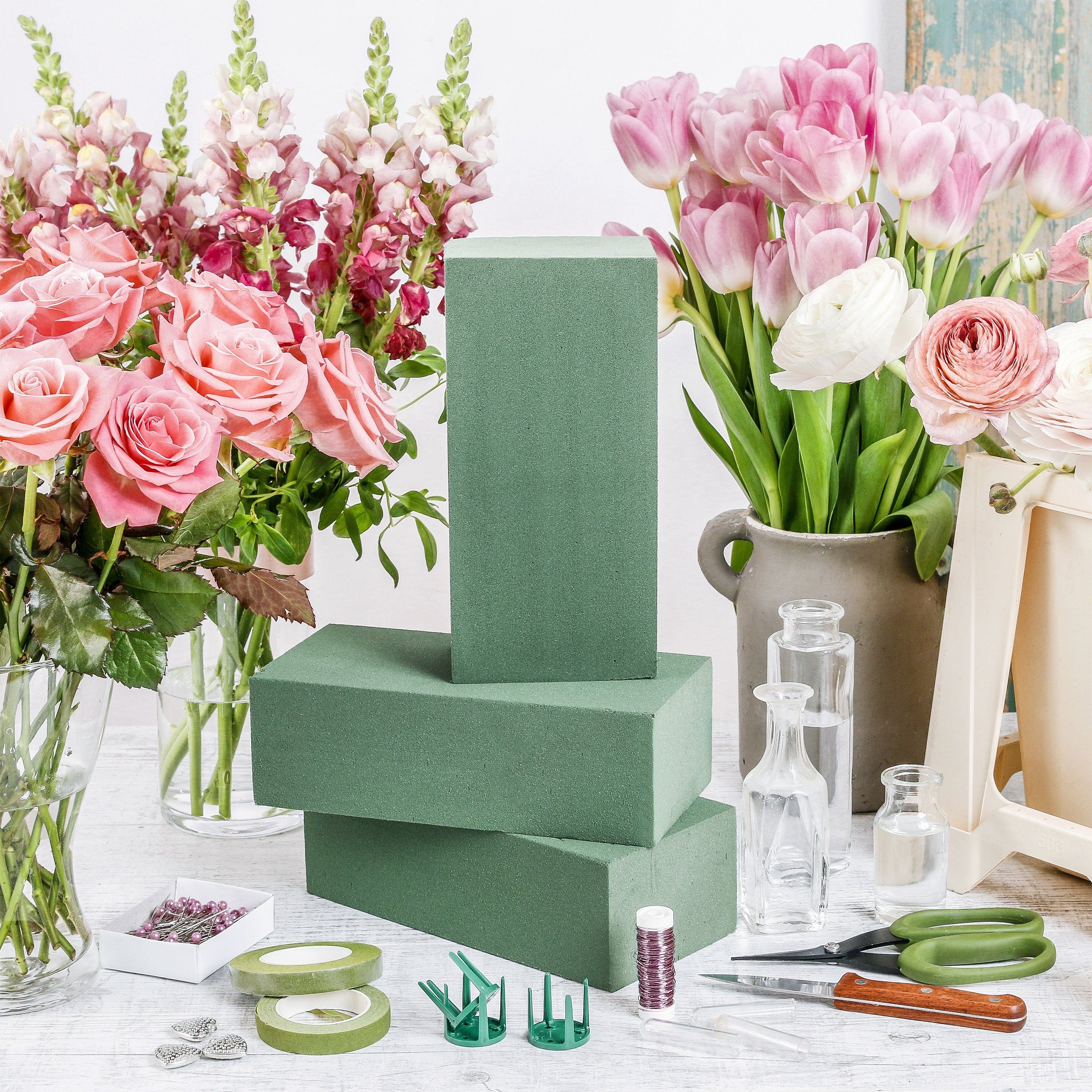 relaxdays Schaumgummi 6 x Steckschaum für Frischblumen