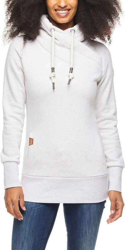 Ragwear Sweatshirt Damen Neska mit asymetrischem Schalkragen white