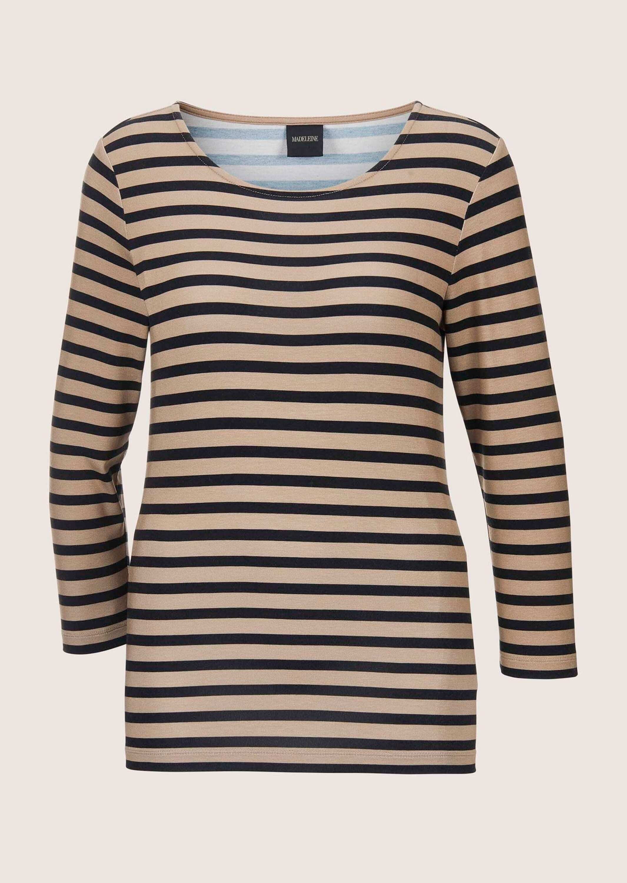 3/4-Arm-Shirt Ringelshirt mit U-Boot-Ausschnitt, Halbarm