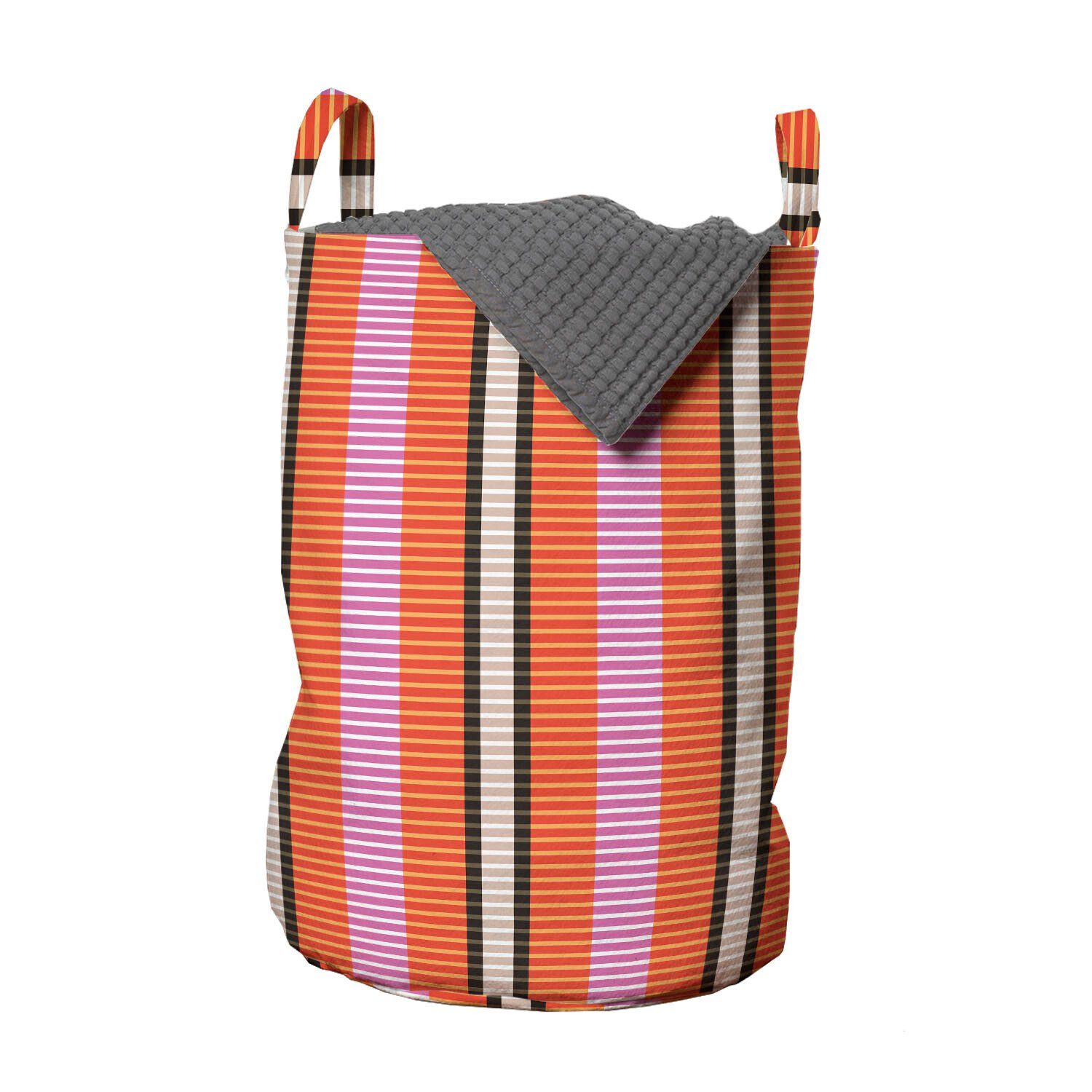 Waschsalons, mit Wäschekorb Abakuhaus Streifen-Muster für Rhythmische Geometrisch Griffen Kordelzugverschluss Wäschesäckchen