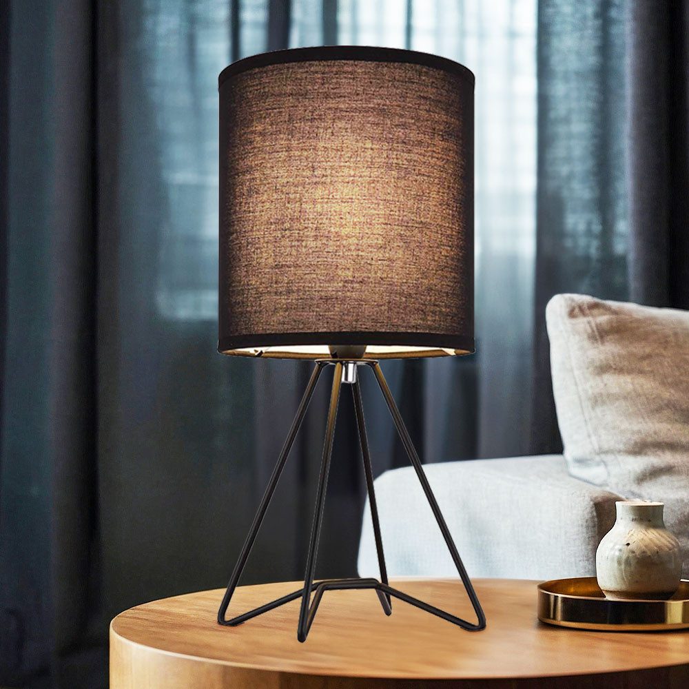 GLOBO LIGHTING Tischleuchte, Leuchtmittel nicht inklusive, Tischlampe Tischleuchte Nachttischlampe schwarz Textil E14 Metall