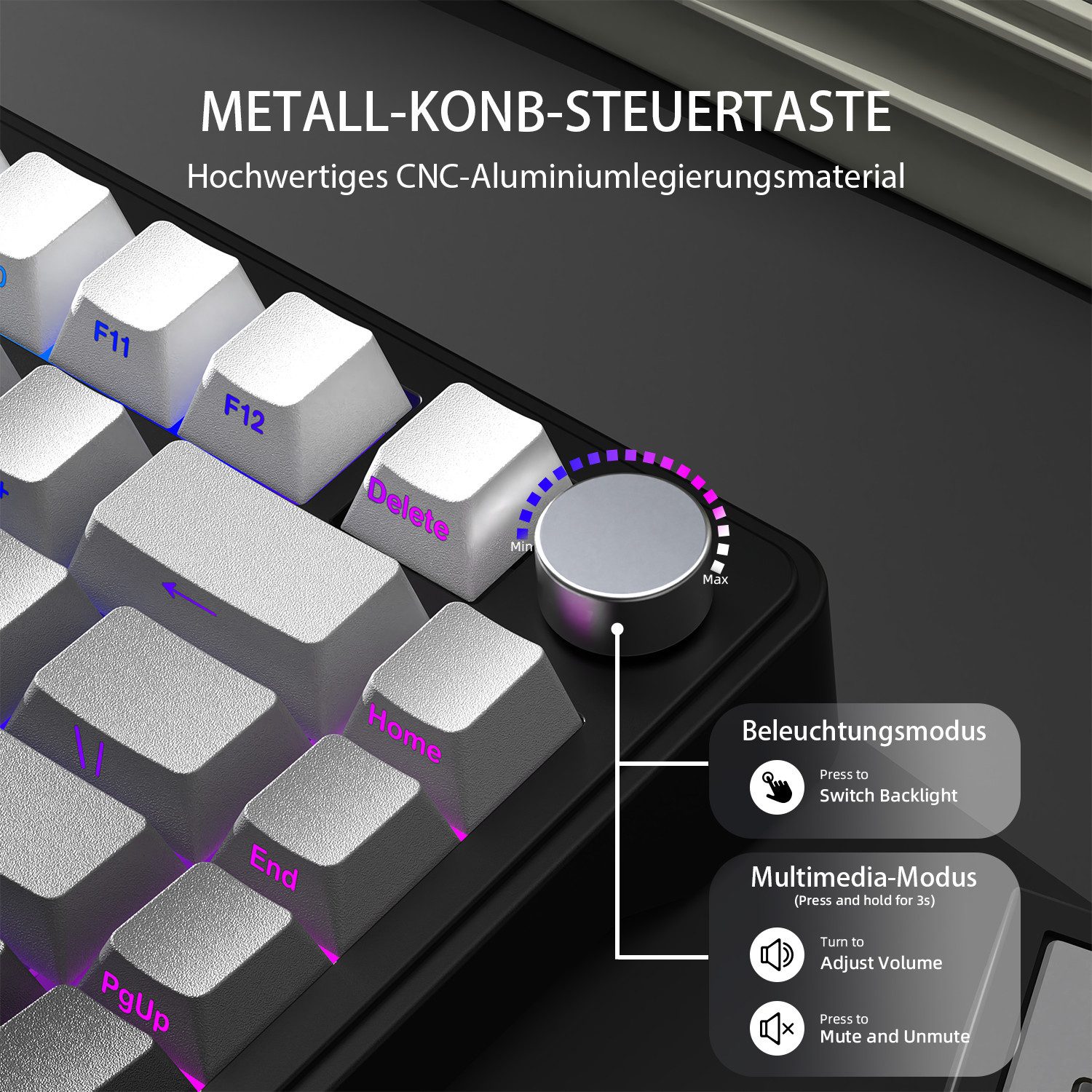 ATTACK SHARK ATTACK SHARK X85 Tri-Mode Gasket Mechanische Tastatur mit Knopf Gaming-Tastatur – Bild 3 von 5