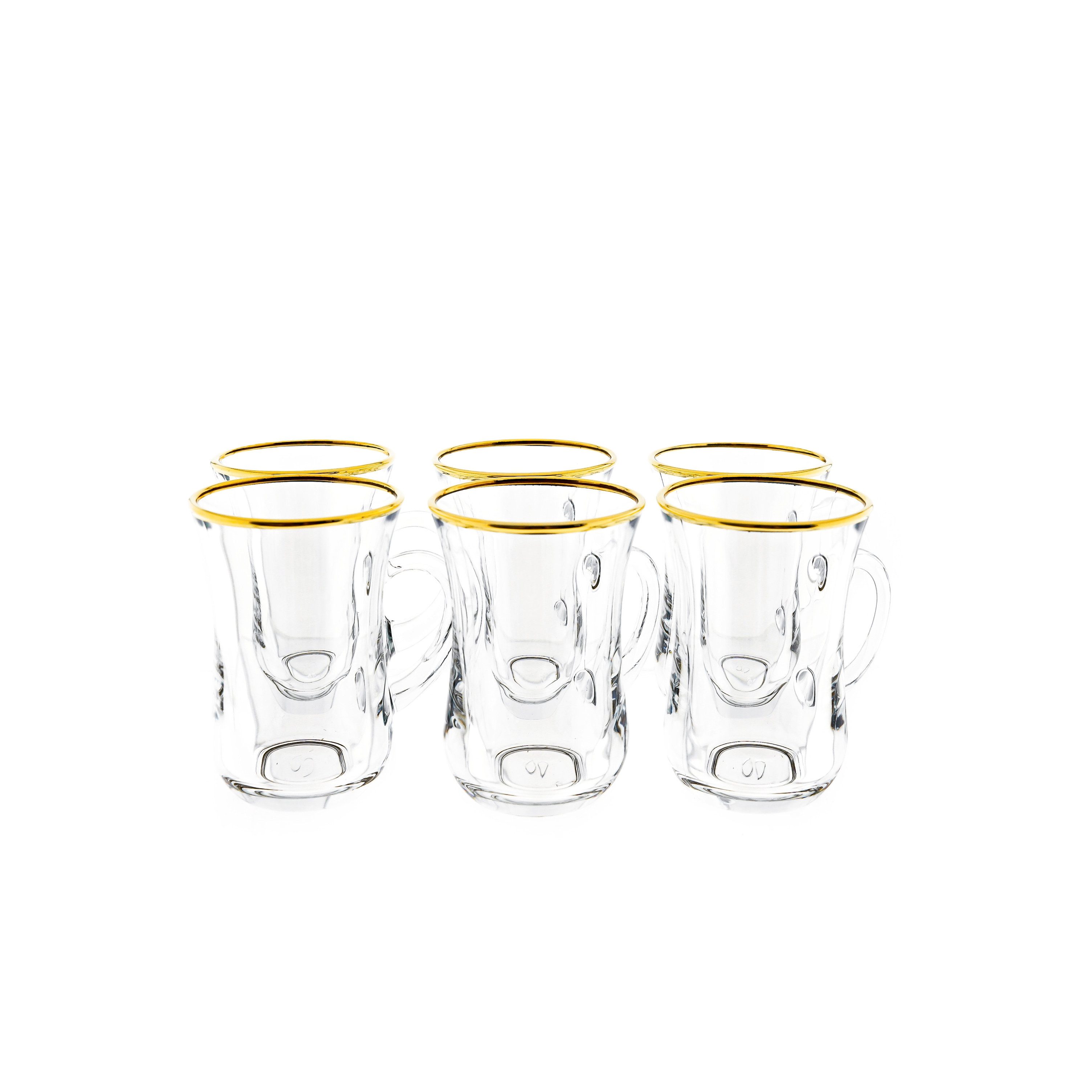 Pasabahce Teeglas 6-teiliges Teegläser-Set mit Henkel, Goldumrandung, 145 ml, 6-tlg. – Bild 5 von 5