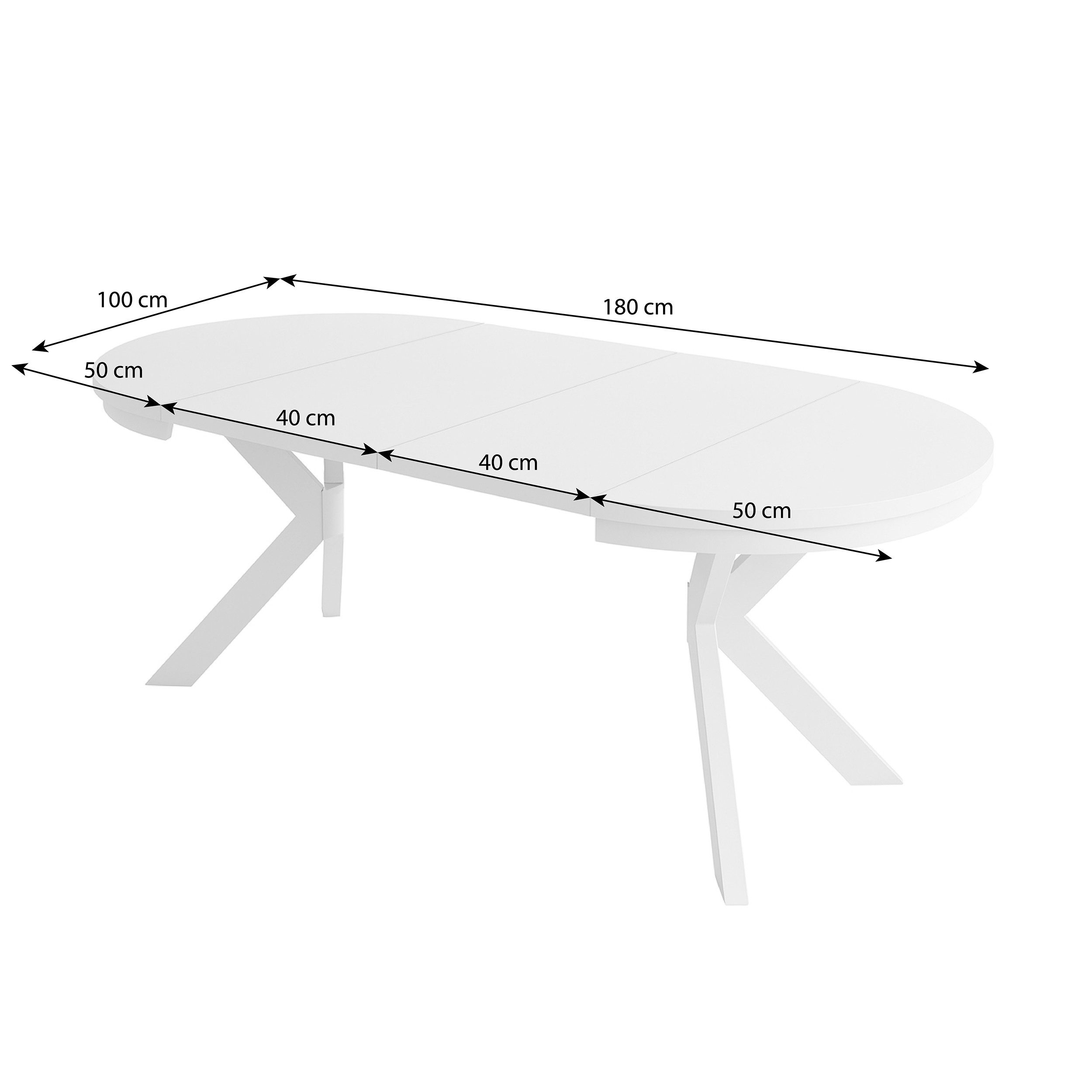 Beautysofa Esstisch Bilbao im Loft-Stil, ausziehbar Ø 100–180 cm (hitze- und verfärbungsbeständig, Metallbeinen), verschiedene Farben – Bild 5 von 5