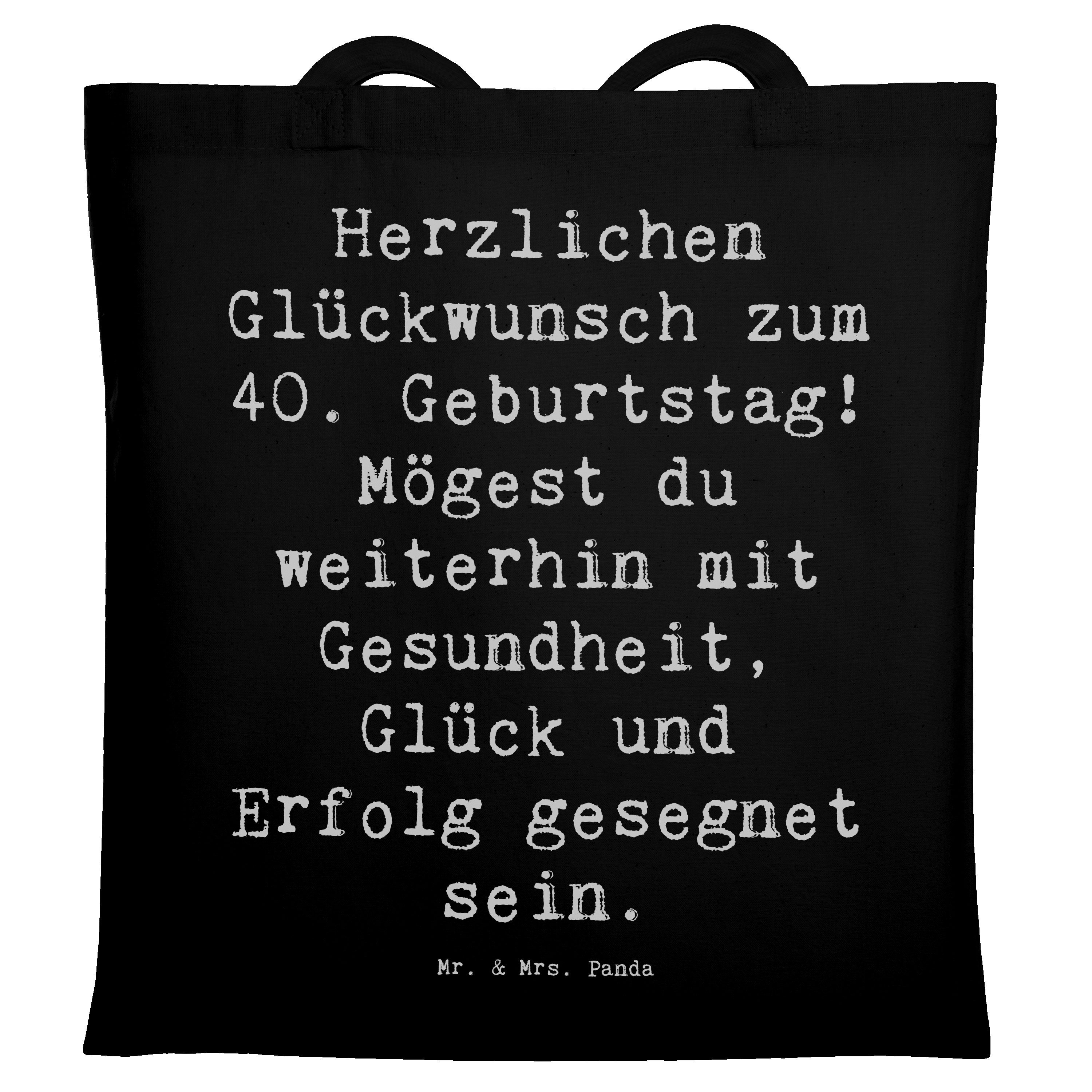 Mr. & Mrs. Panda Tragetasche Spruch 40. Geburtstag - Schwarz - Geschenk, Gesundheit, Stofftasche, (1-tlg)