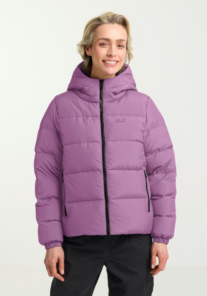 Jack Wolfskin Daunenjacke FROZEN PALACE JKT W RDS mit Kapuze, winddicht, atmungsaktiv, wasserabweisend