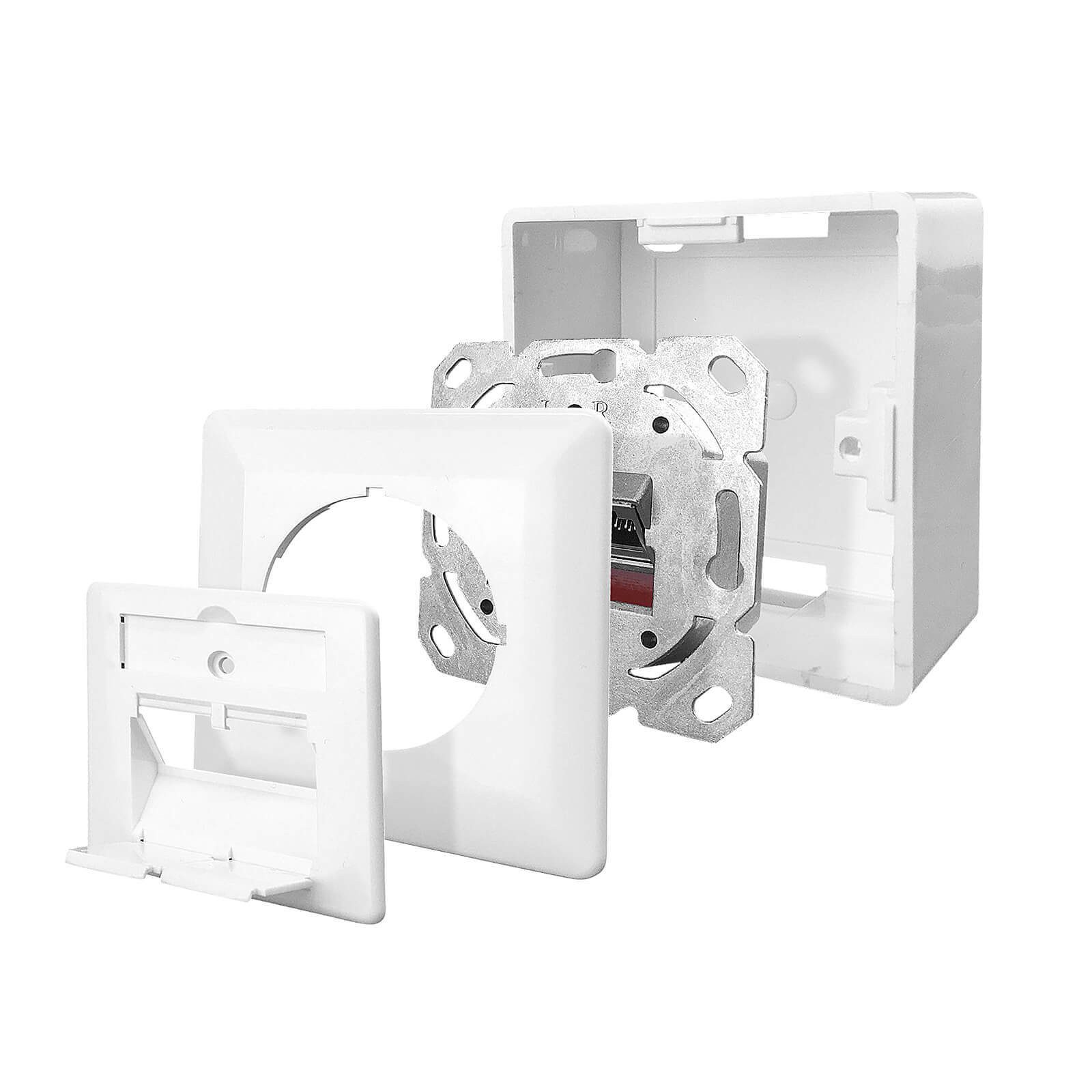 ProfiPatch ProfiPatch Netzwerkdose Cat.6A 2-Port RJ45 Kombidose Aufputz+Unterputz Netzwerk-Adapter