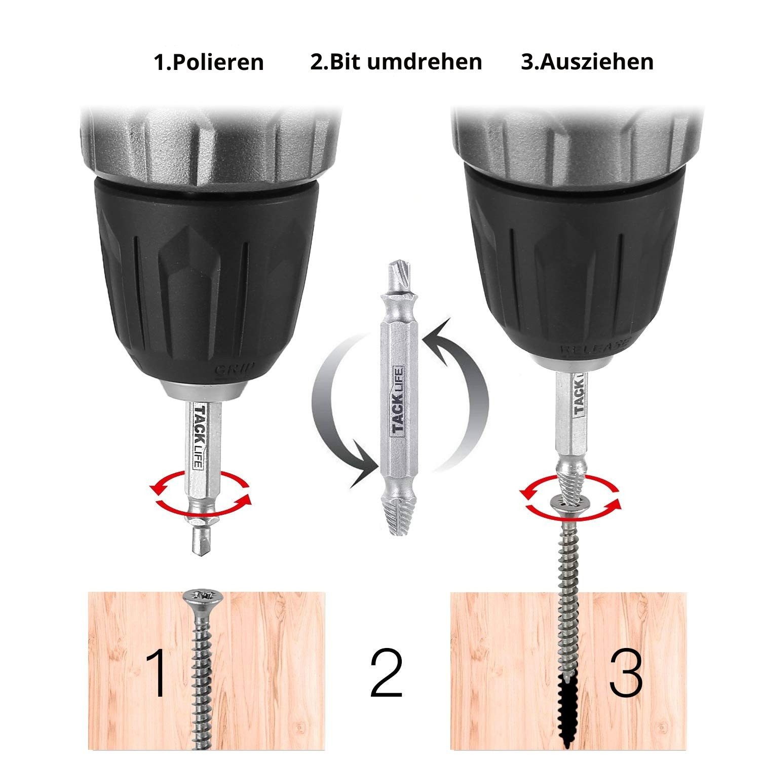 TACKLIFE Gewindebohrer Beschädigte Schraube Extraktor Set, günstig online kaufen