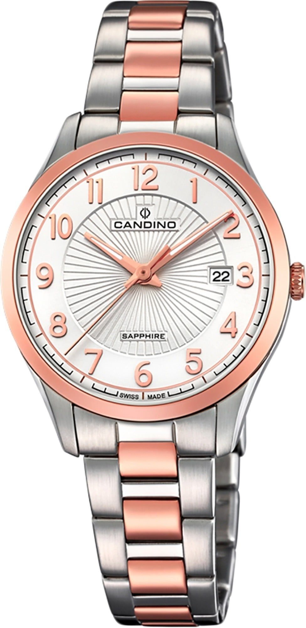Candino Quarzuhr Candino Damen Uhr Analog C4610/1, Damen Armbanduhr rund, Edelstahlarmband roségold, silber, Elegant
