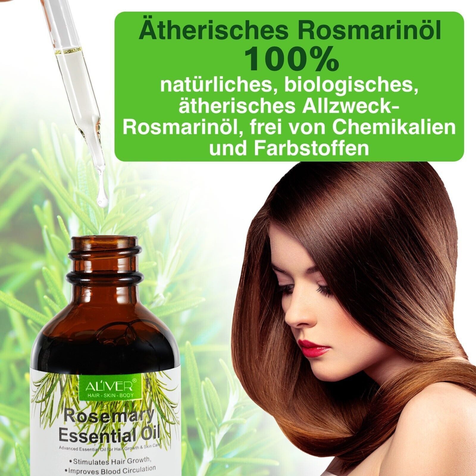 ALIVER Haaröl Rosmarinöl Ätherisches Haaröl Haarwachstum Bio Vegan 120ml Aliver, 1-tlg., veganes Produkt
