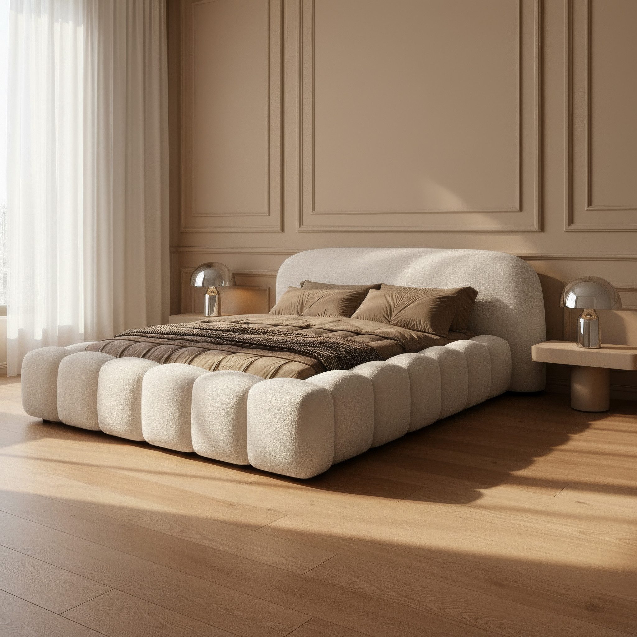 yourhouse24 Polsterbett Designer Polsterbett Orlando Bouclé (mit Stauraum), günstig online kaufen