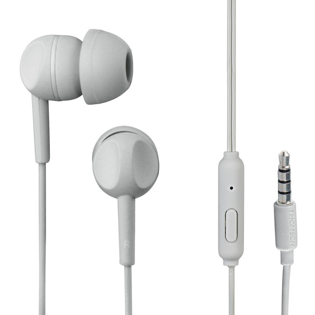 Mikrofon, Headset, In-Ear-Kopfhörer mit Thomson Kabel (Geräuschisolierung, und Rufannahmetaste) Ear In Geräuschunterdrückung, Telefonfunktion, Grau Kopfhörer