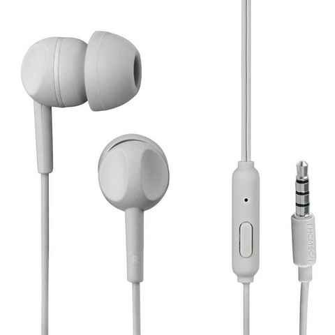 Thomson In Ear Kopfhörer mit Kabel und Geräuschunterdrückung, Mikrofon, Grau In-Ear-Kopfhörer (Geräuschisolierung, Headset, Telefonfunktion, Rufannahmetaste)