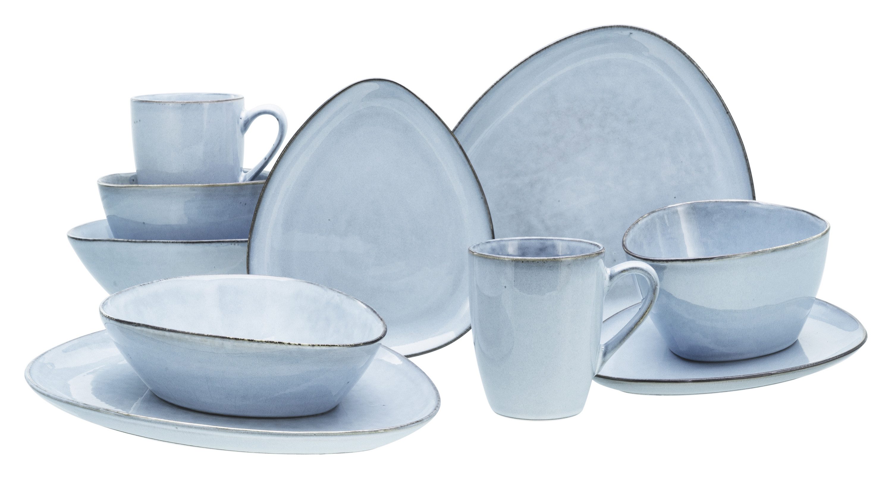 CreaTable Kombiservice Cloudy Sky Blue (10-tlg), 2 Personen, Steinzeug