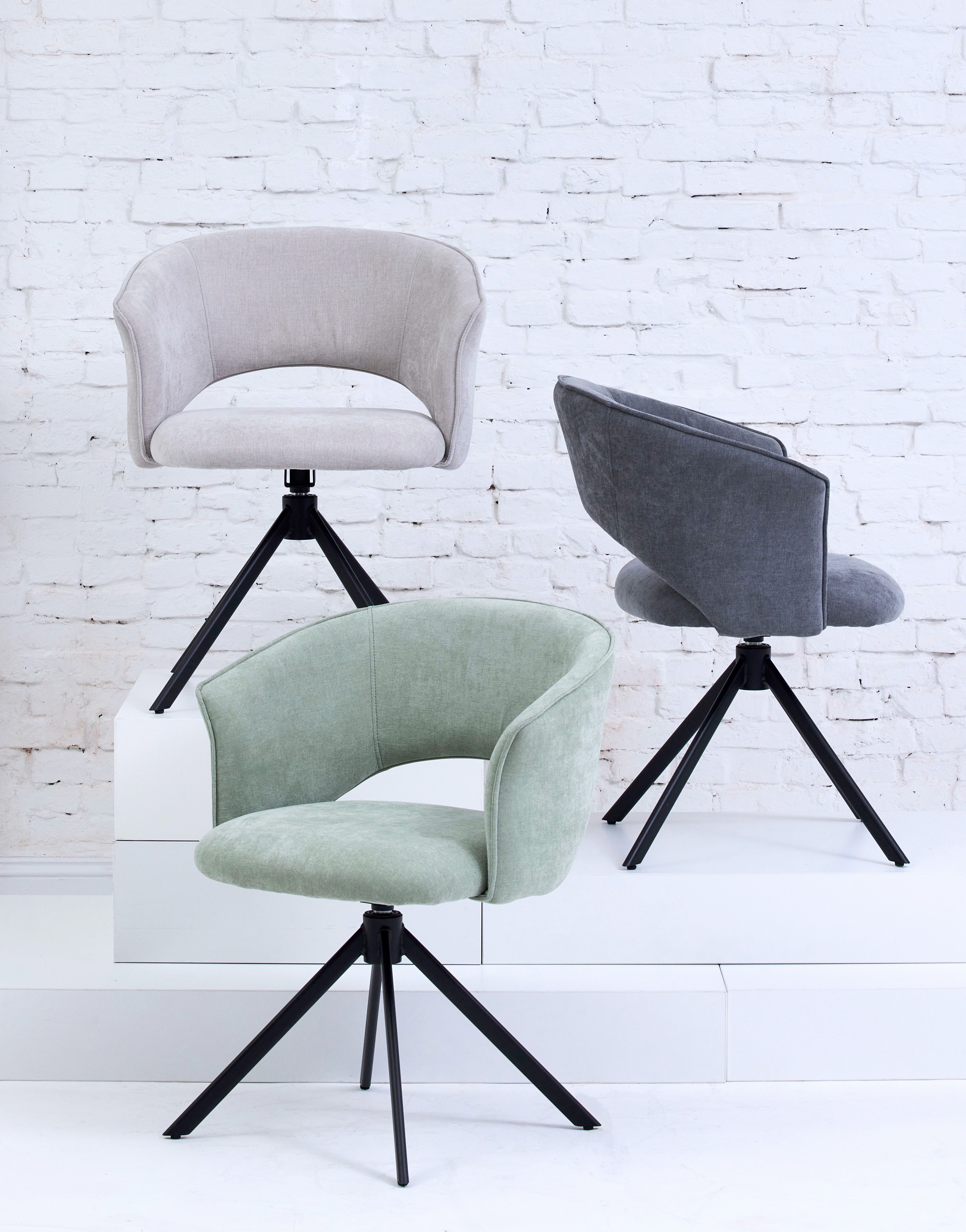 TOM TAILOR HOME Armlehnstuhl CURVY ARMCHAIR (Set, 2 St), mit Armlehnen, drehbar, Rückholfunktion, Rückenausschnitt