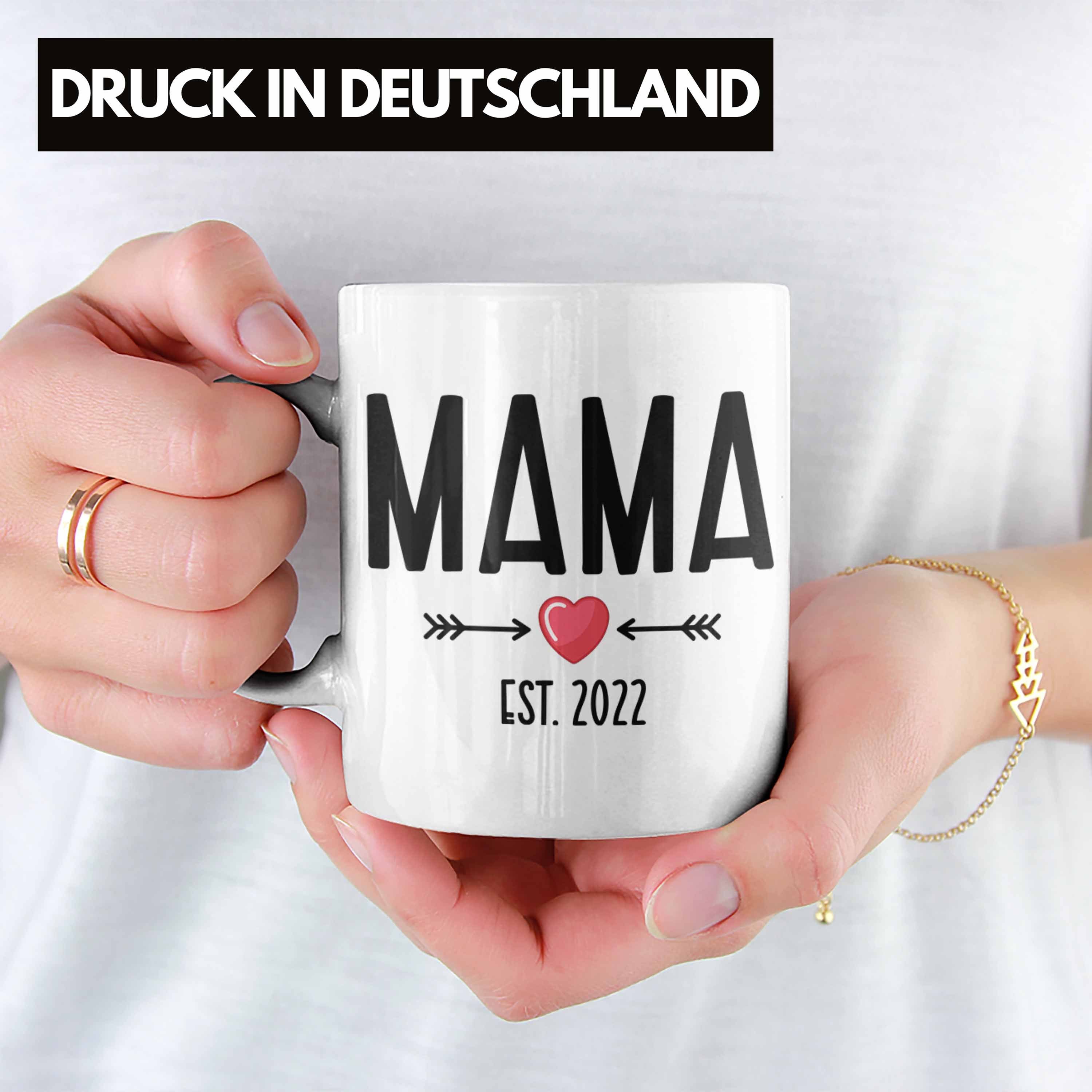 Trendation Tasse Trendation - Mama Du Schwangerschaft Verkünden Weiss 2022 Wirst Baby Tasse Geschenk Mutter 2022 Mutter Kaffeetasse Überraschung