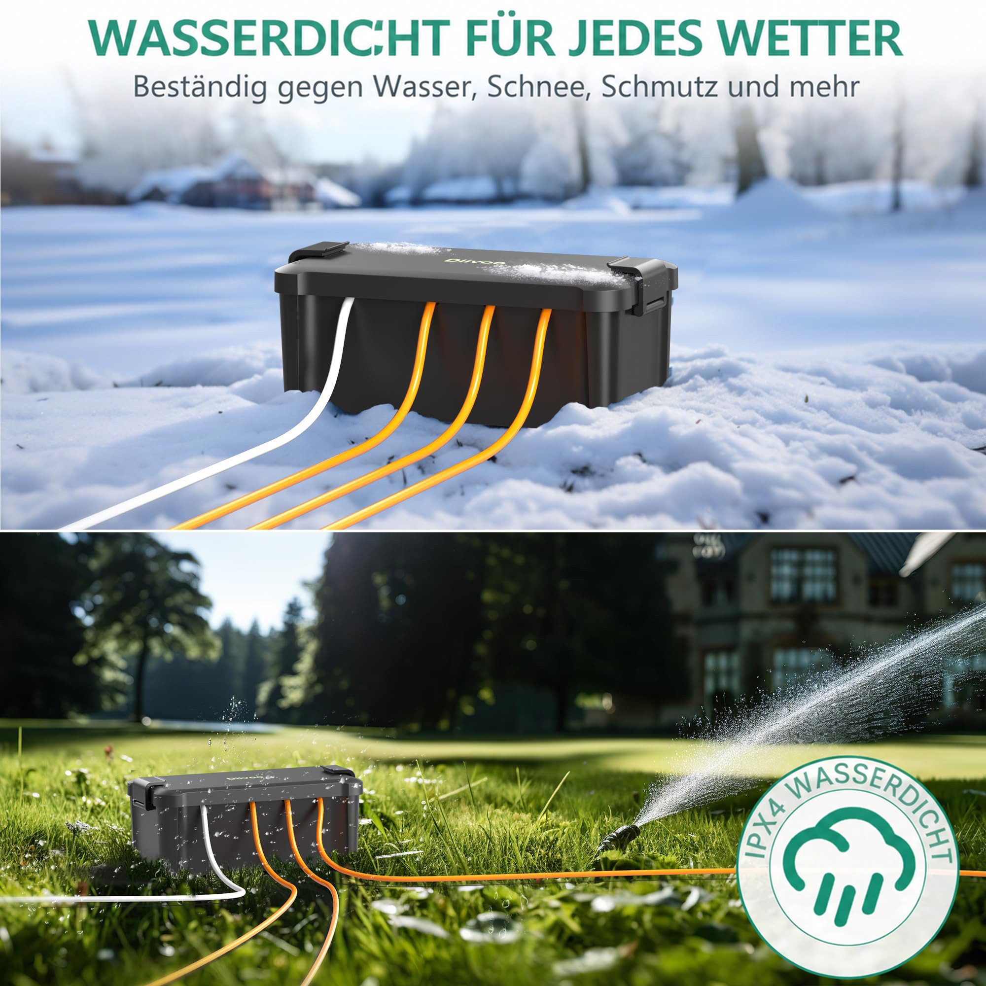 Diivoo Kabelkanal Kabelbox wetterbeständige Schutzbox für Verlängerungskabel