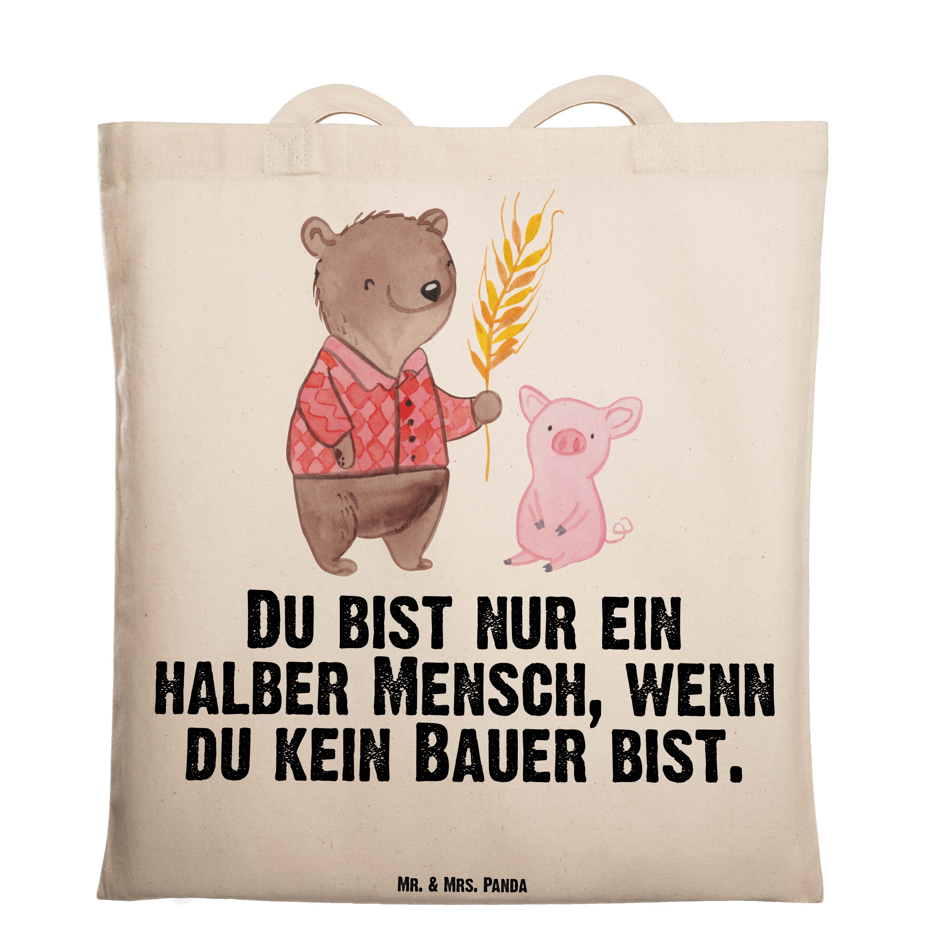 Mr. & Mrs. Panda Tragetasche Bauer mit Herz - Transparent - Geschenk, Stoffbeutel, Ausbildung, Ein (1-tlg)