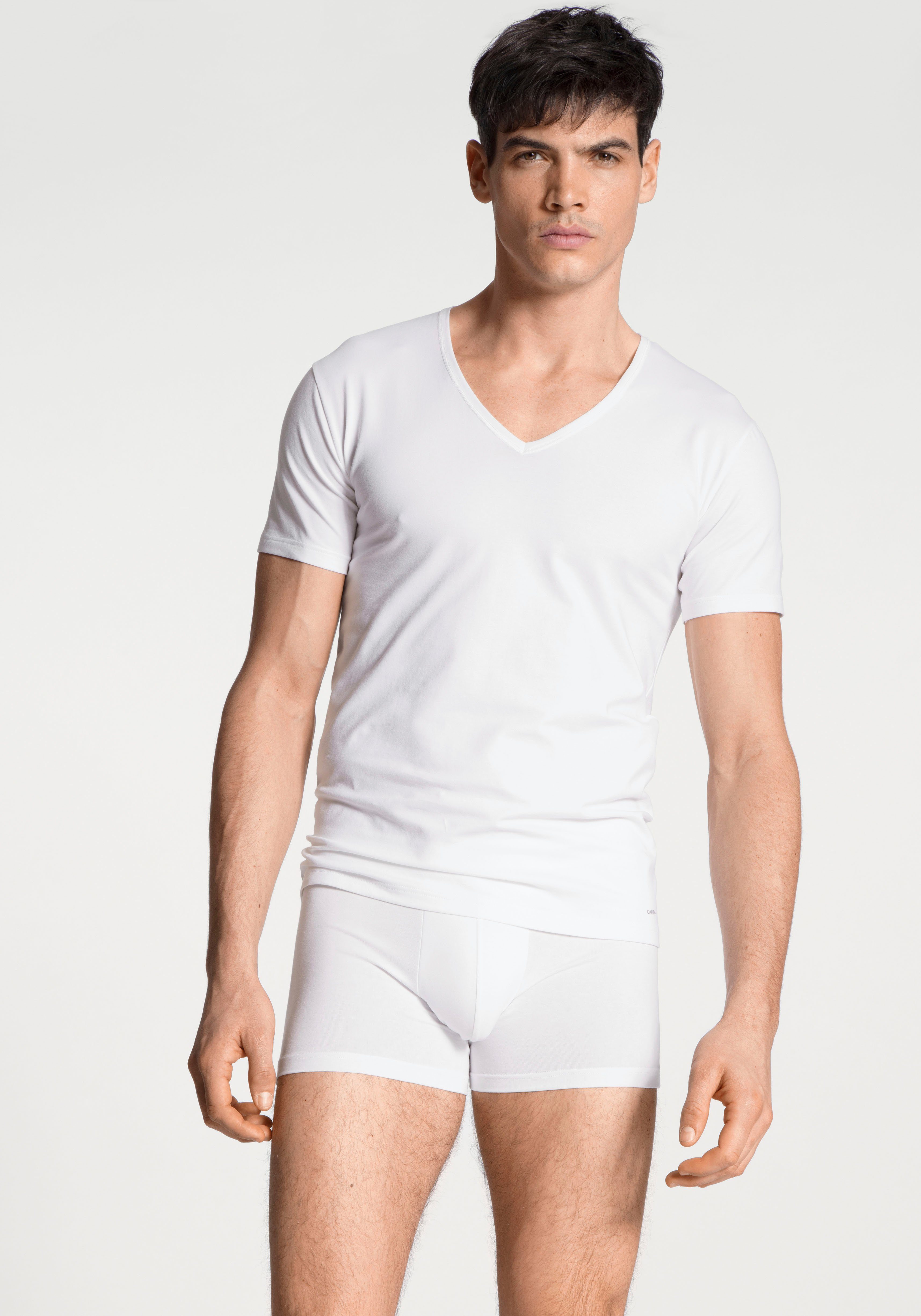CALIDA T-Shirt Cotton Code mit V-Ausschnitt und perfekter Passform
