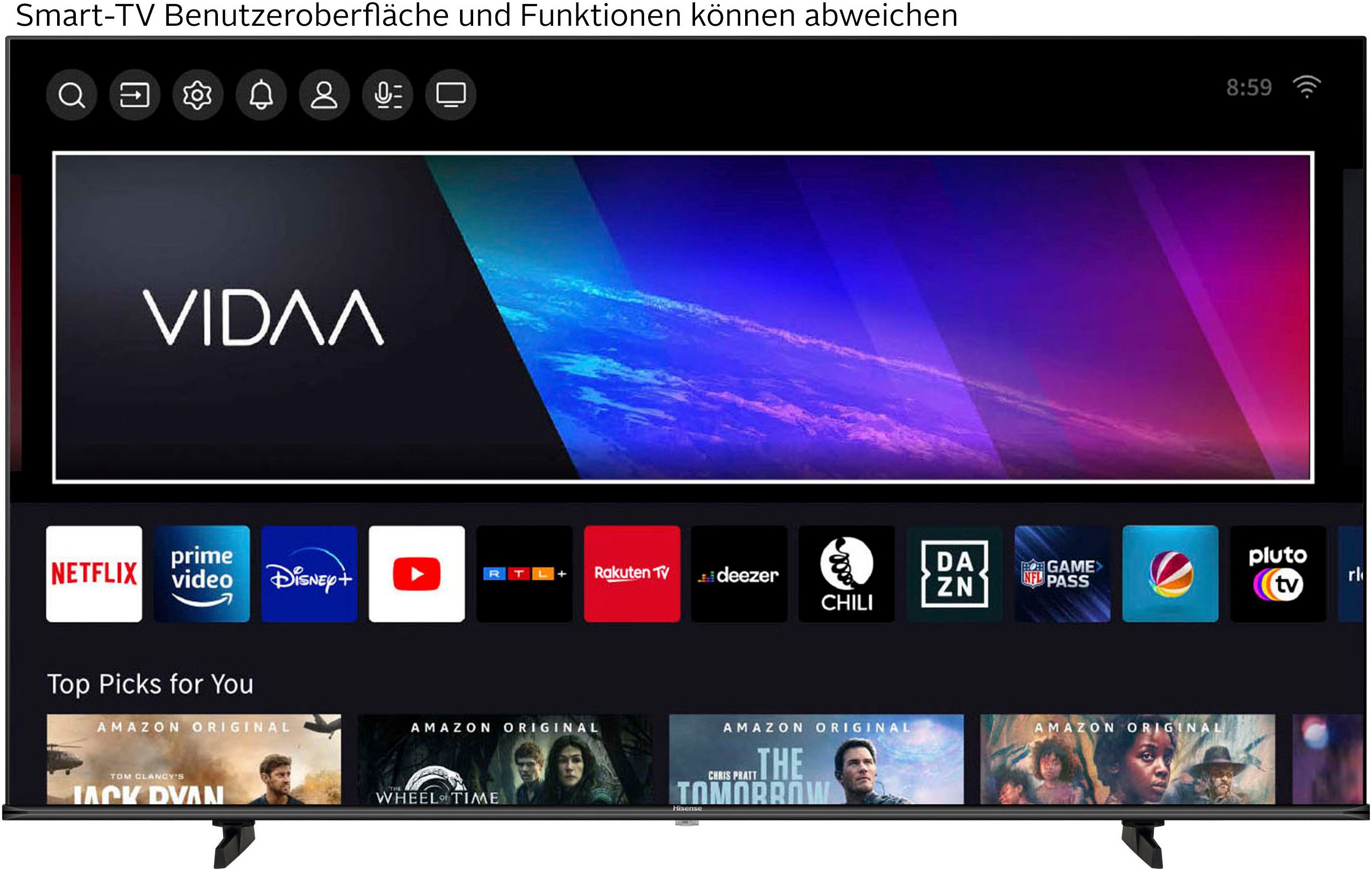 Hisense 55E77Q QLED-Fernseher (139 cm/55 Zoll, 4K Ultra HD, Smart-TV, 4K UHD QLED)