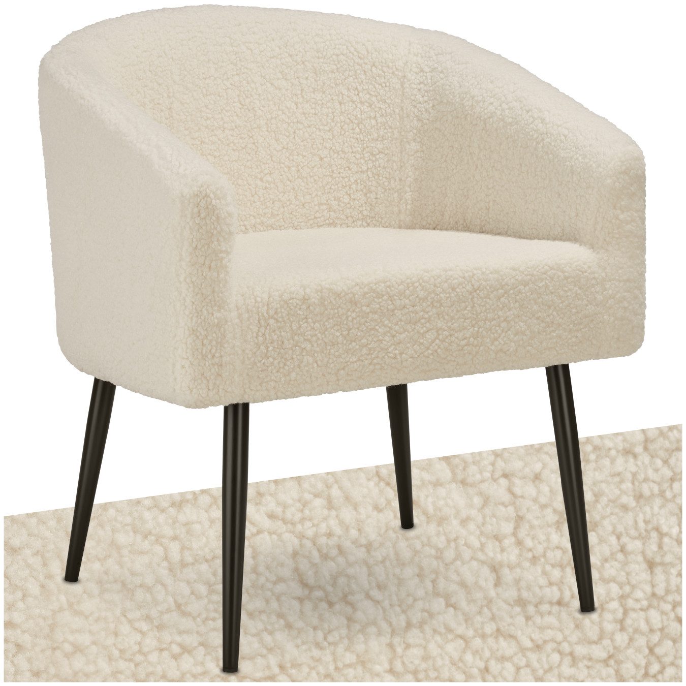 tectake Relaxsessel Sessel, gepolstert, mit Bouclé-Bezug günstig online kaufen