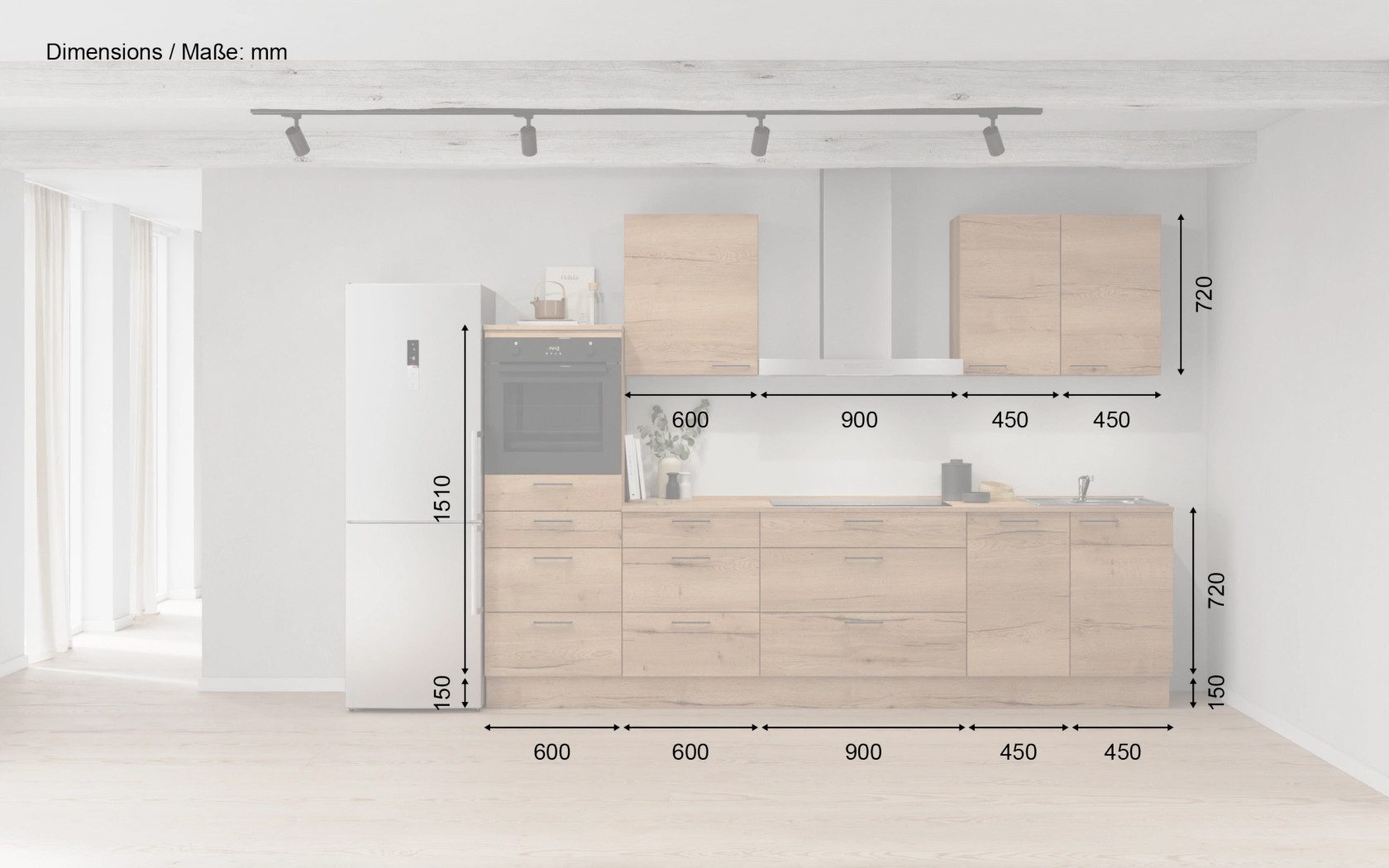 nobilia® Küchenzeile Salev, individuell anpassbar, gratis Küchenplanung mit Profis, (Breite 300 cm), vormontiert, wahlw. mit E-Geräten, inkl. Lieferung