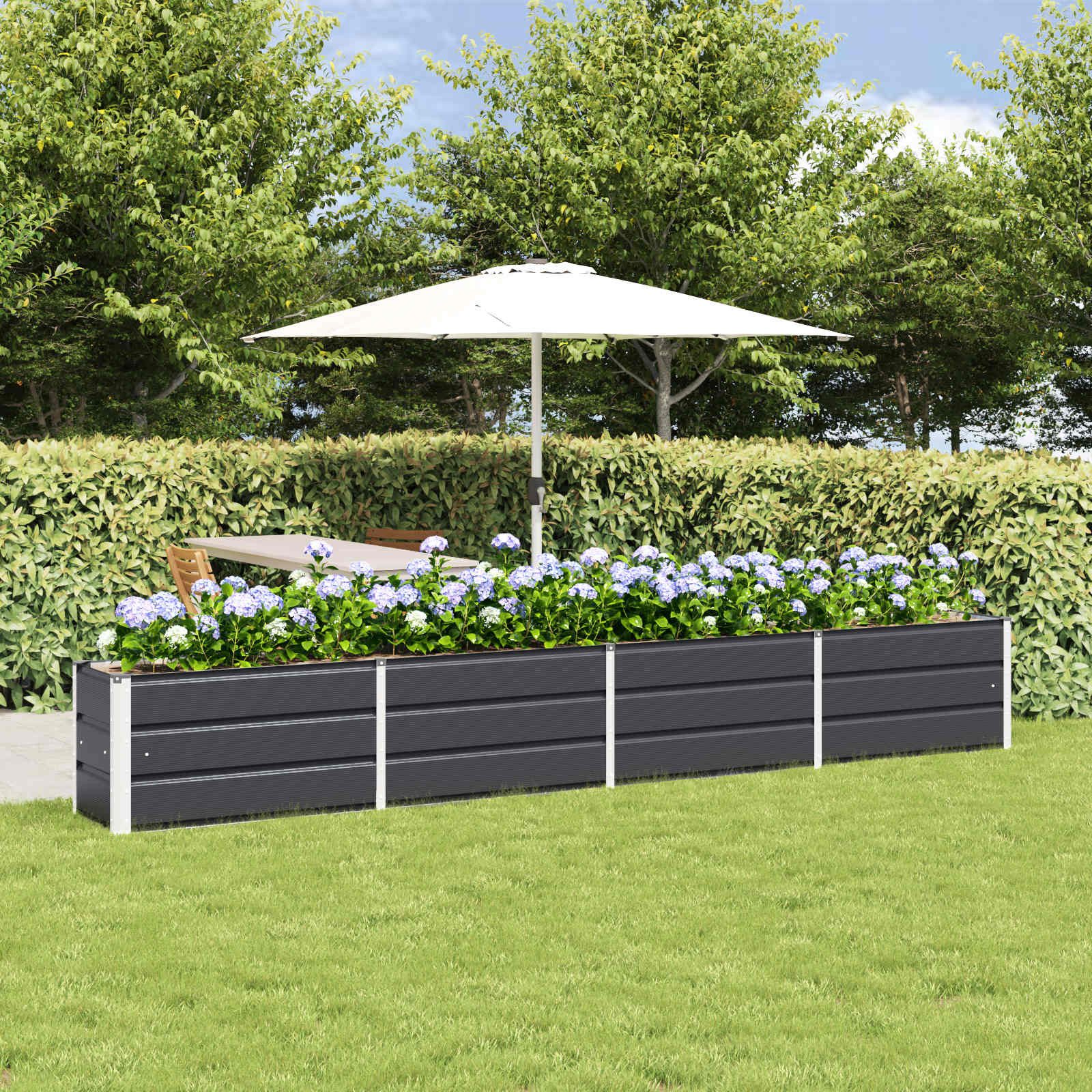 vidaXL Blumentopf Pflanzkübel Anthrazit 320 x 40 x 45 cm Stahl (1 St) – Bild 2 von 5