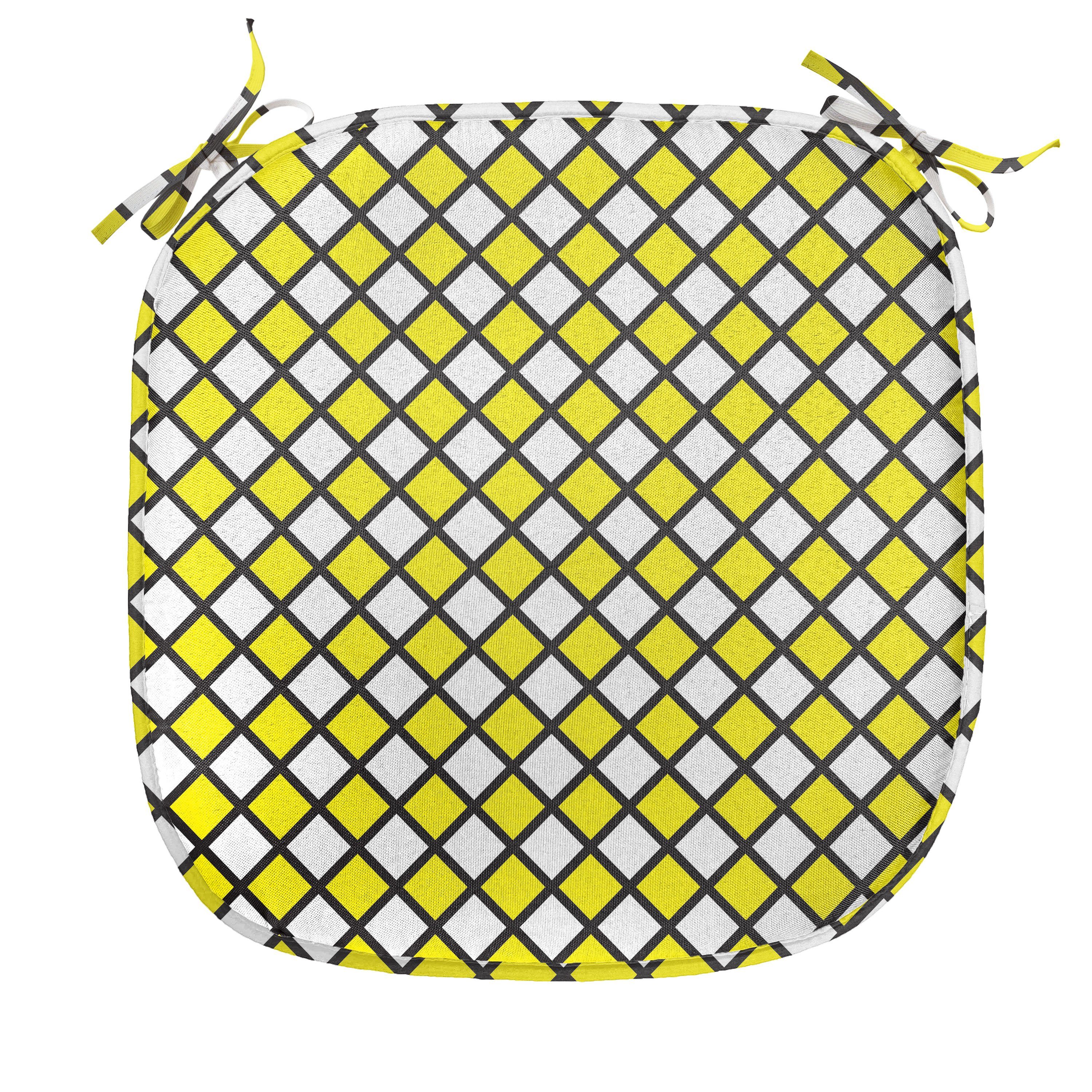 Abakuhaus Stuhlkissen Dekoratives wasserfestes Gelb Küchensitze, für und geometrische Kissen Alt mit Riemen Weiß