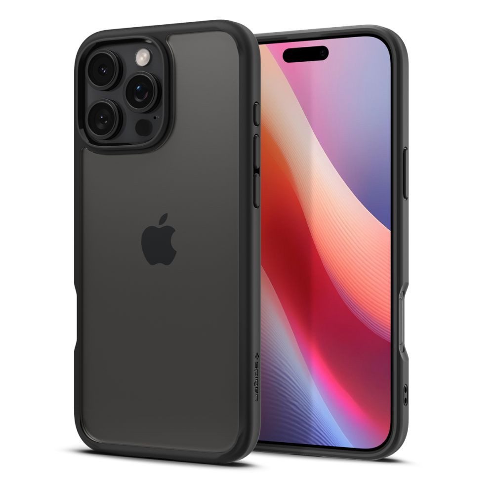 Spigen Handyhülle Ultra Hybrid Mattschwarz Kompatibel mit iPhone 16 Pro 6,3, Matte Rückseite mit stabilem Rahmen für ausgewogenen Schutz