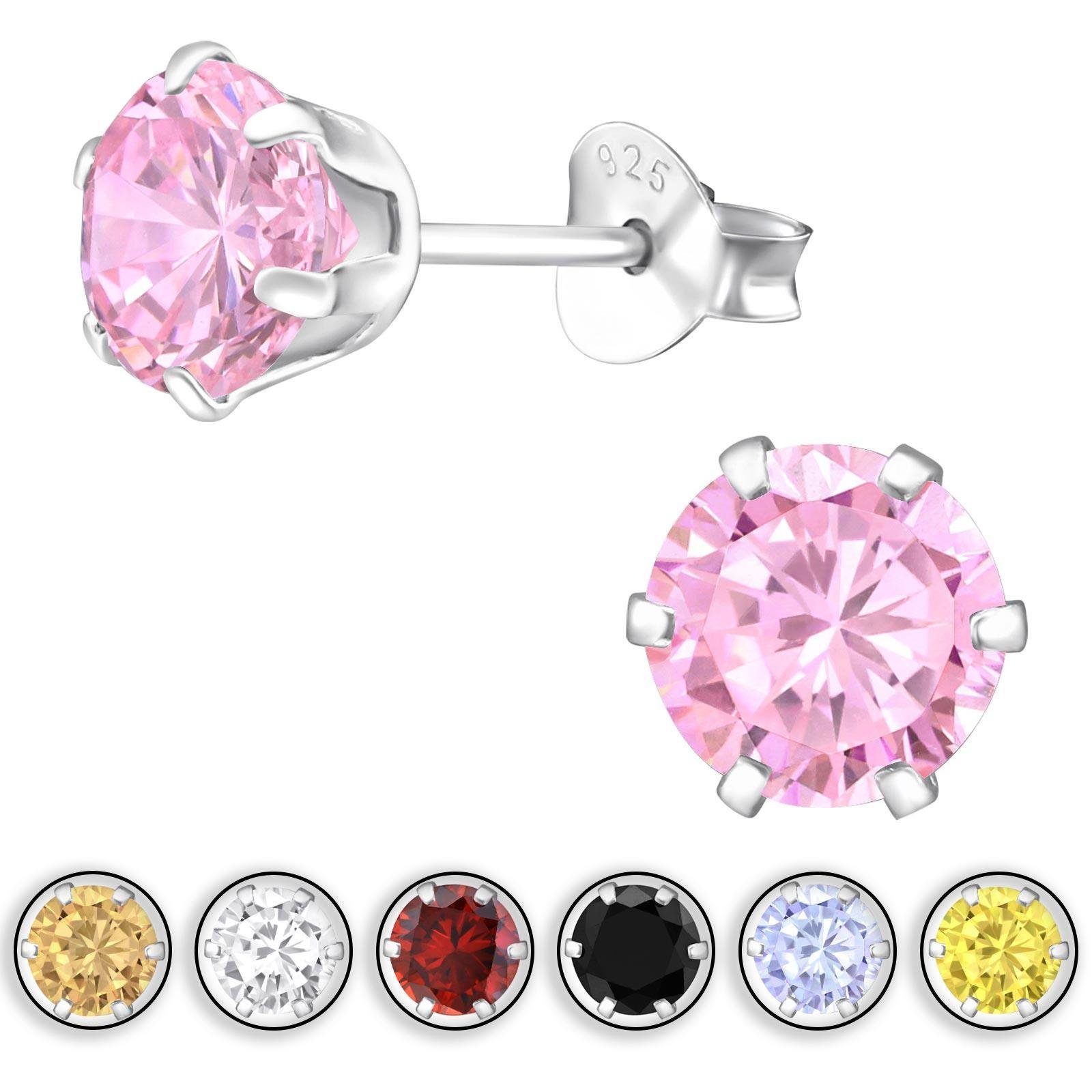 Monkimau Paar Ohrstecker Zirkonia Ohrringe 925 Silber Kinder Ohrstecker (Packung), mit Kristallen