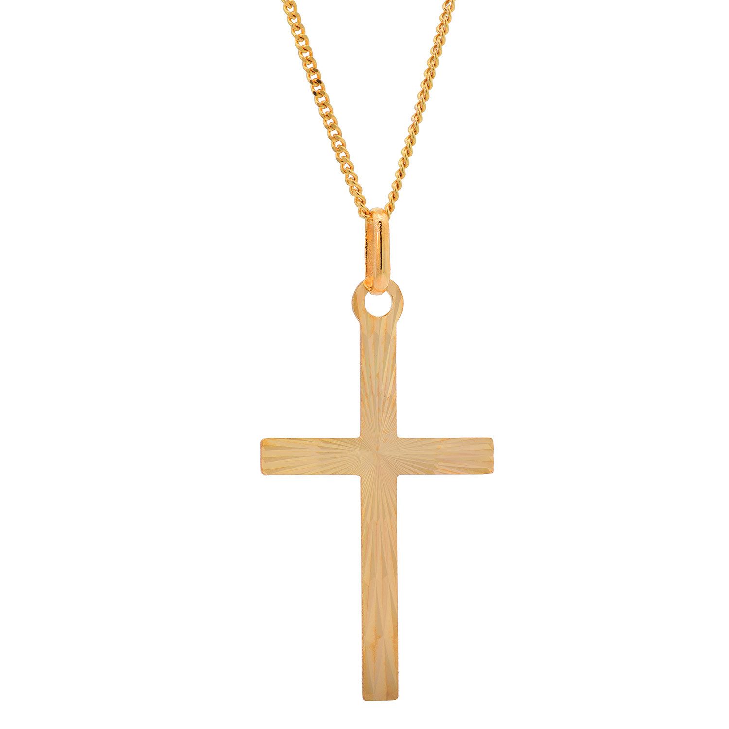 HOPLO Kreuzanhänger Anhänger Kreuz 333 8 kt Gold mit massiver Goldkette 333 - 8 kt Gold, Made in Germany