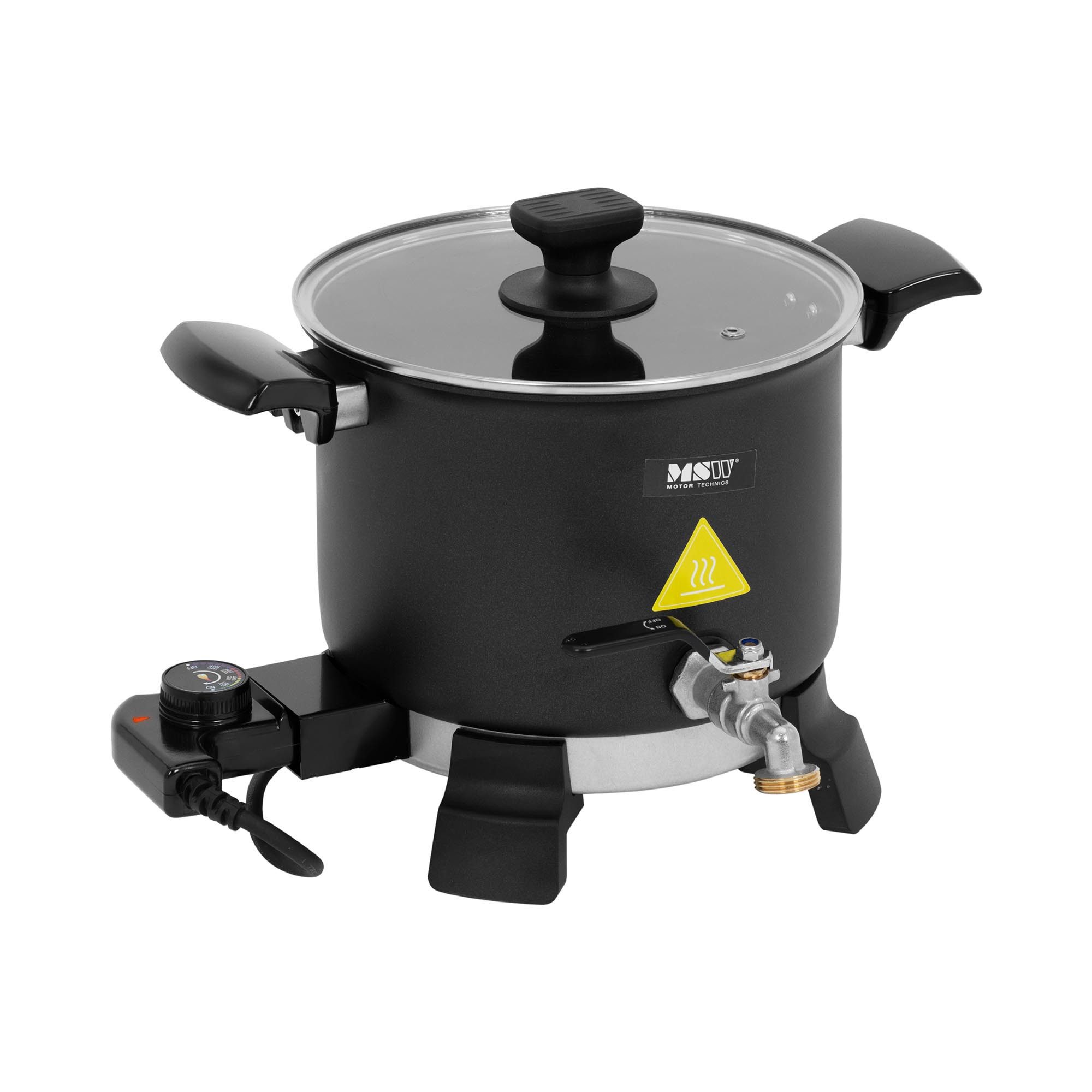 MSW Simmertopf Wachsschmelzertopf elektrisch für Kerzen 5 l Wachsschmelzgerät 1200 W, Aluminiumlegierung, Glas (gehärtet), Kupfer, Stahl (verzinkt)