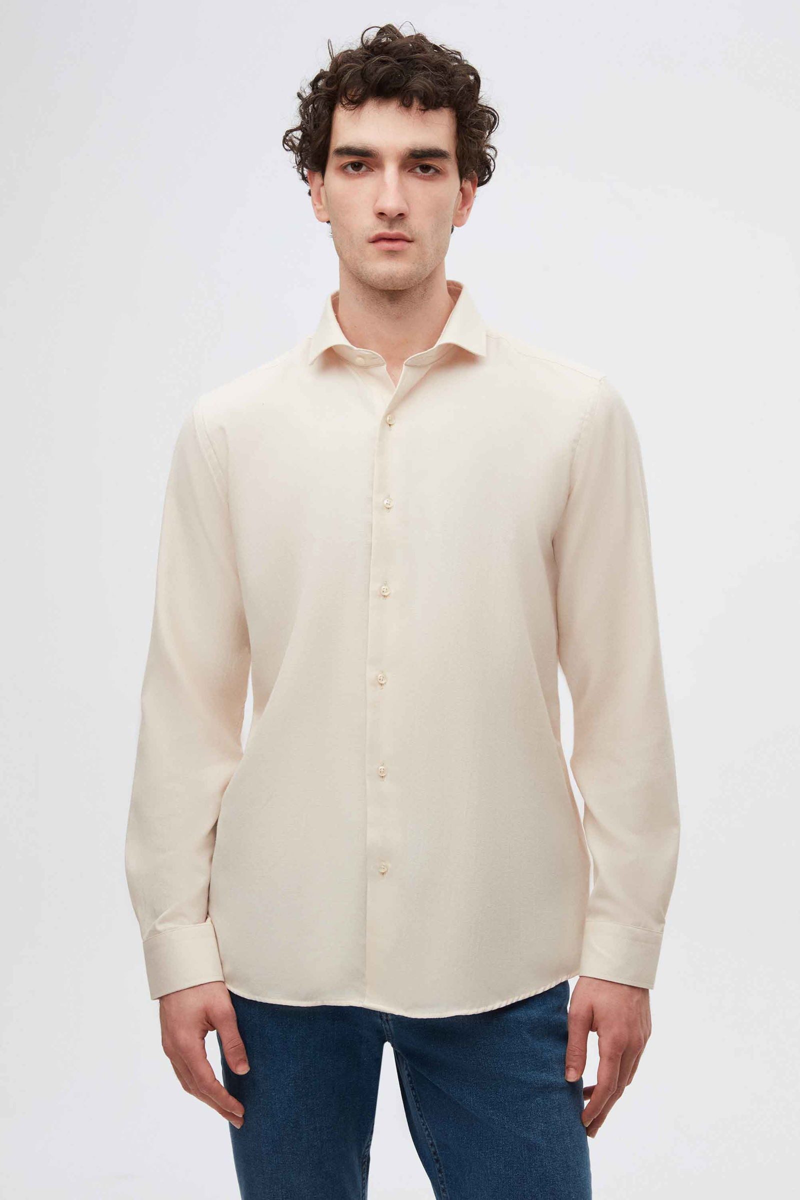 Businesshemd Ds Damat Slim Fit Dobby-Hemd mit italienischem Kragen