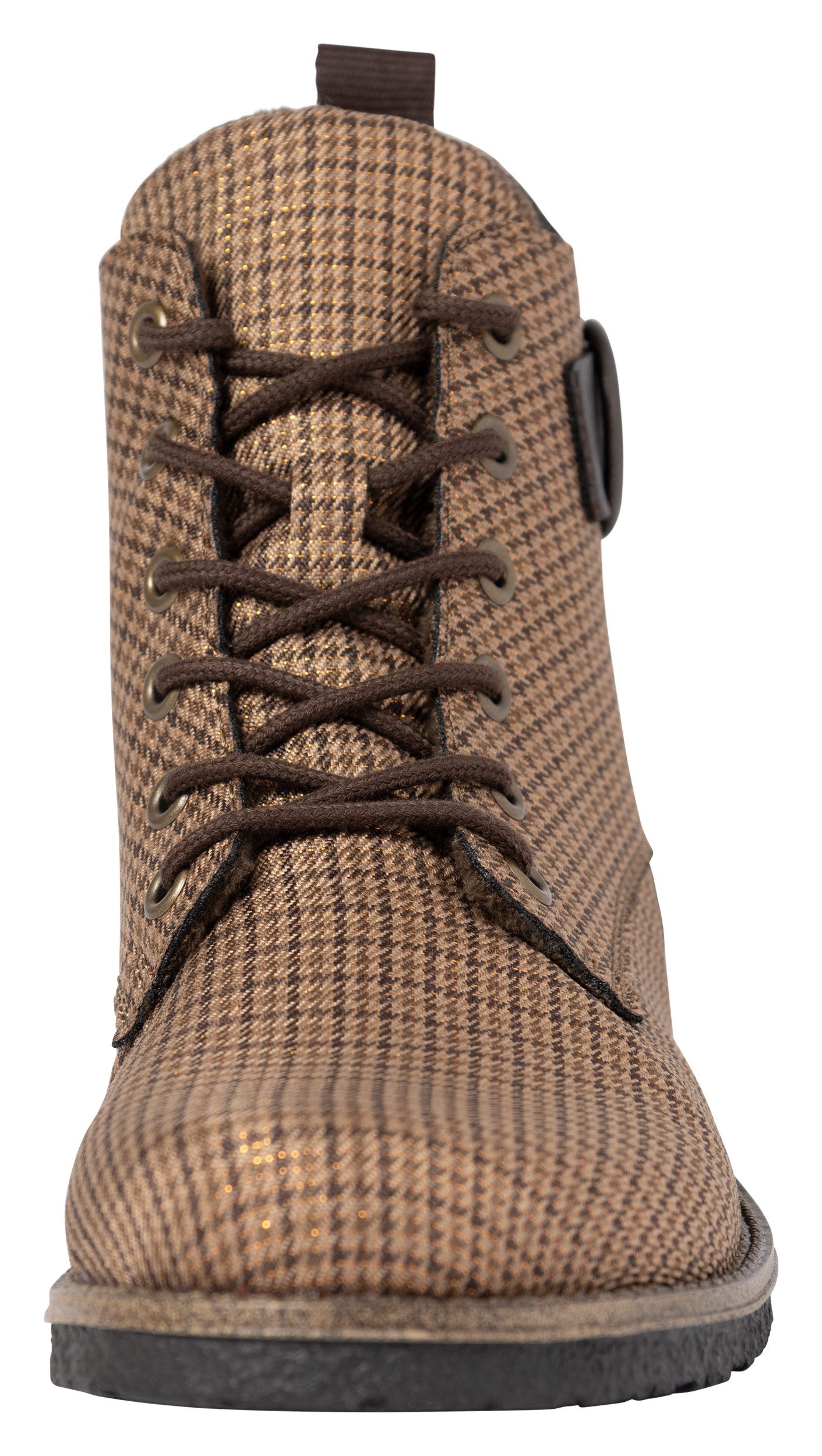 Rieker Schnürboots Schnürstiefelette in Karo-Optik, mit Zierschnalle und Glitzerdetails – Bild 4 von 5