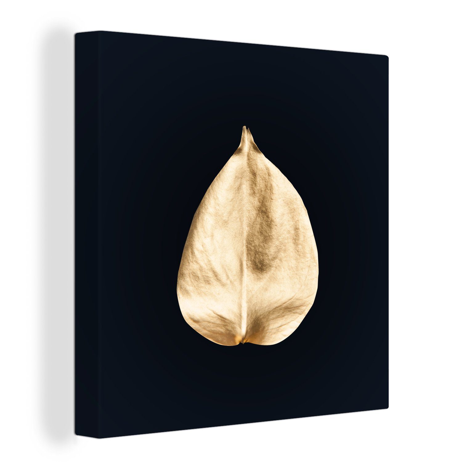 Luxus, OneMillionCanvasses® Gold St), Bilder Schwarz Leinwandbild - Schwarz - für - Wohnzimmer Schlafzimmer Leinwand und - (1 Gold Blätter