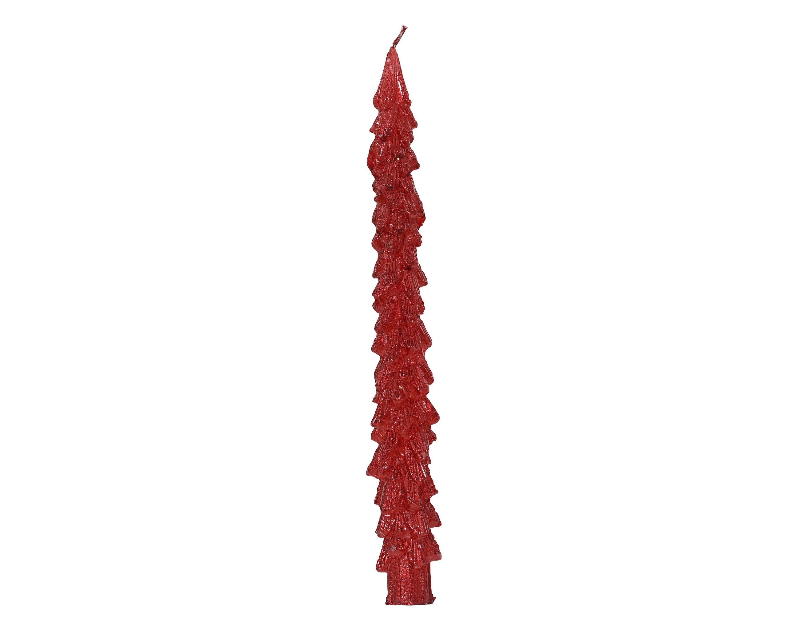 Kaemingk Spitzkerze, Spitzkerzen Paraffin 25cm Tannenbaum Form 2er Set Weihnachtsrot
