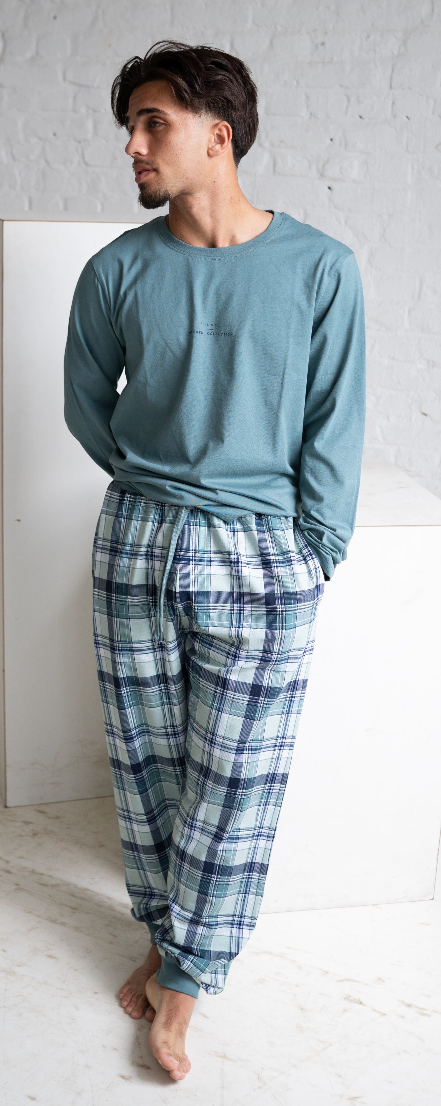 Phil & Co. Schlafanzug Herren Pyjama lang (2 tlg) Modisches Design