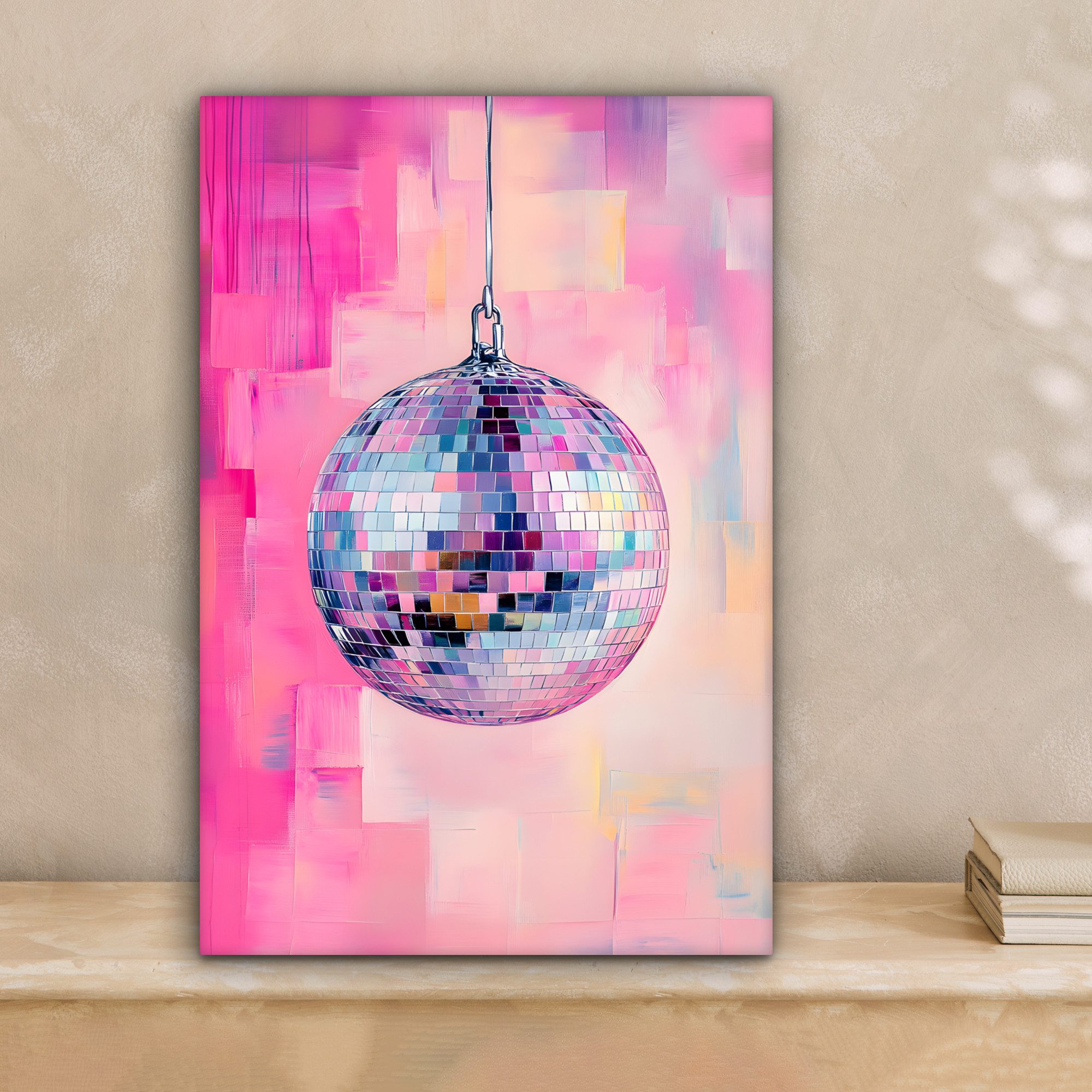 OneMillionCanvasses® Leinwandbild Discoball - Rosa - Farbe, Fotodruck (1 St günstig online kaufen