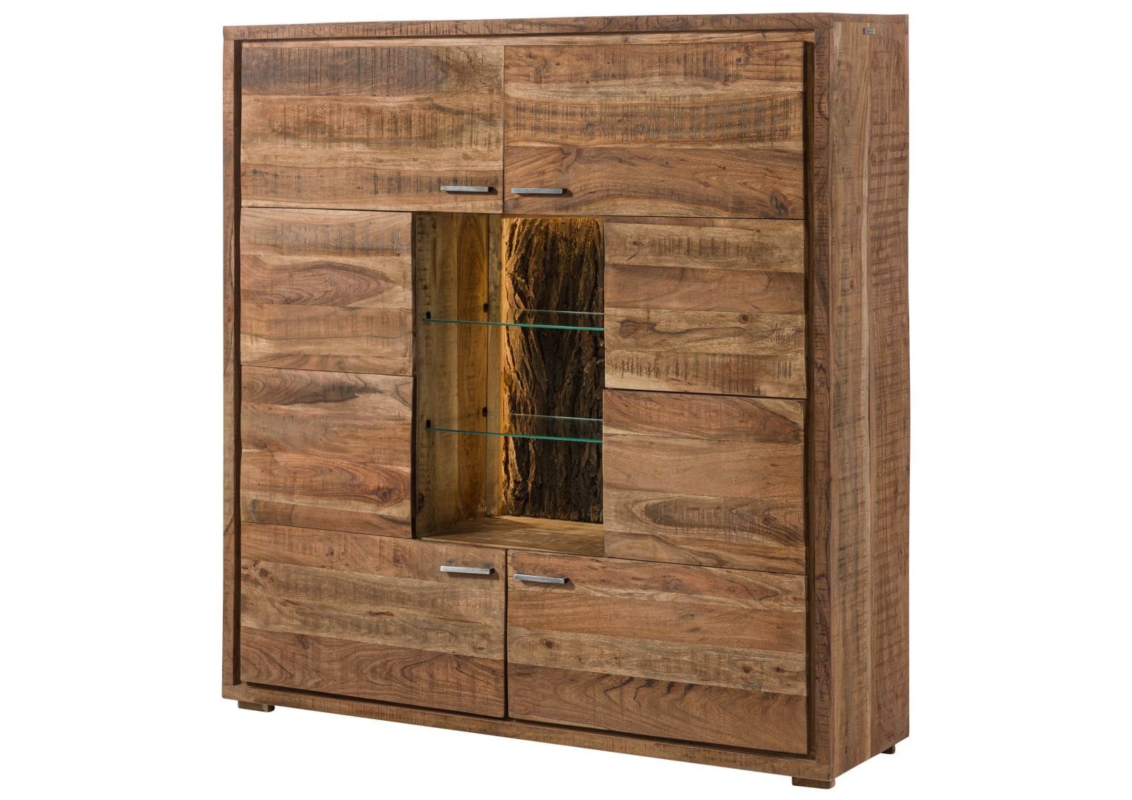 Massivmoebel24 Highboard (Highboard Akazie 145x40x153 natur günstig online kaufen