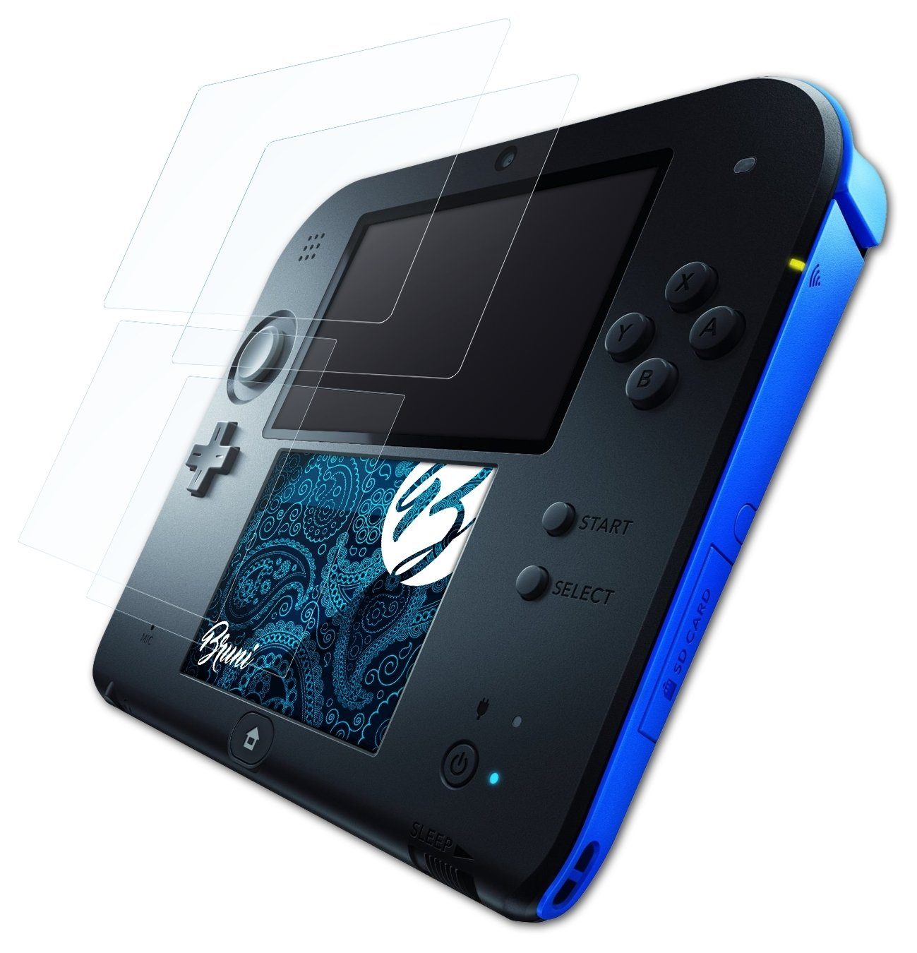 Bruni Schutzfolie Glasklare Displayschutzfolie für Nintendo 2DS, (2er Set),  praktisch unsichtbar