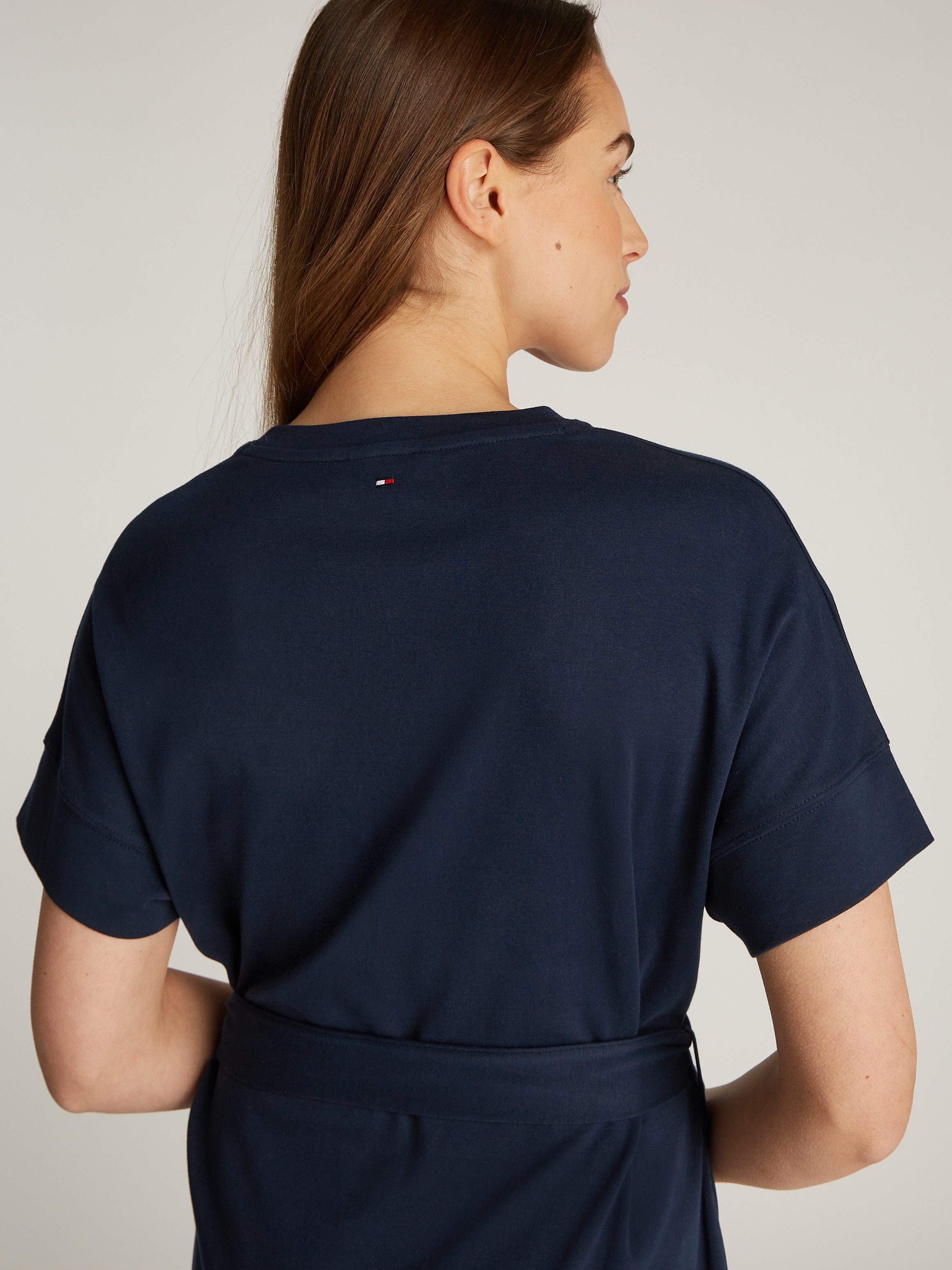Tommy Hilfiger A-Linien-Kleid COTTON INTERLOCK SHORT DRESS mit Bindeband günstig online kaufen