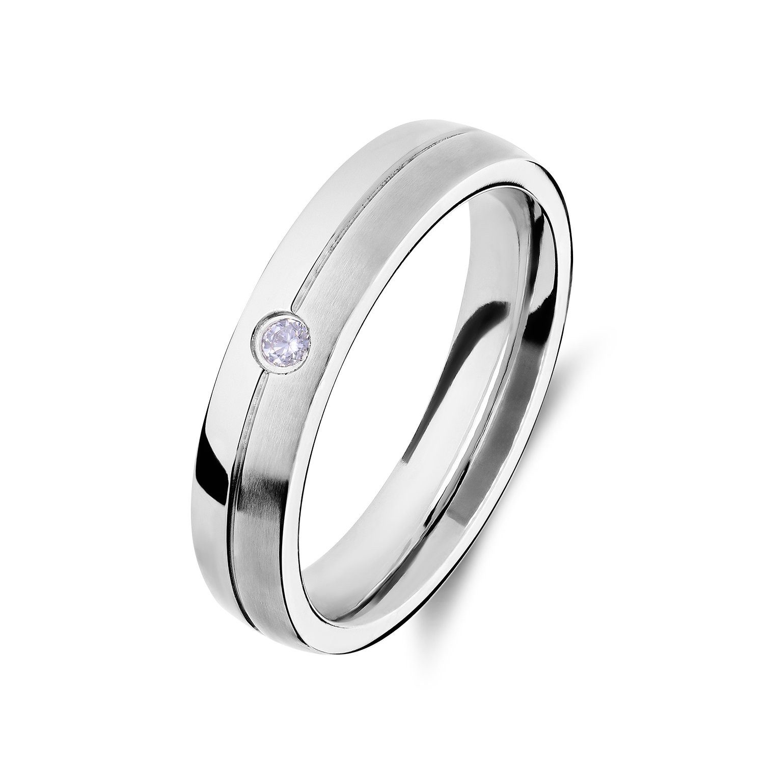 LUCARDI Partnerring Freundschaftsring - Stahl - Silber - Zirkonia - Damen