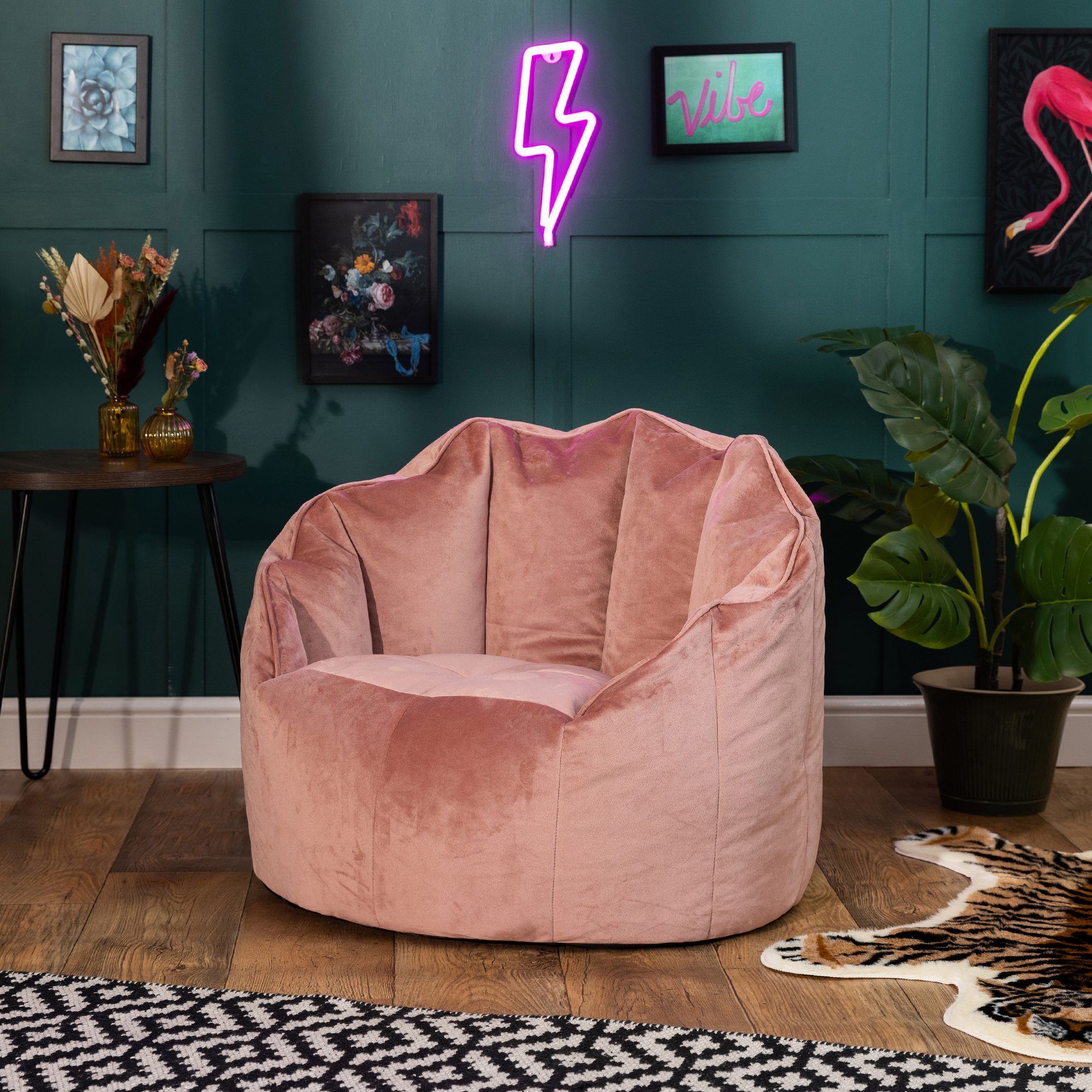 icon Sitzsack Sitzsack aus „Sirena“ Plüschsamt rosa Sessel