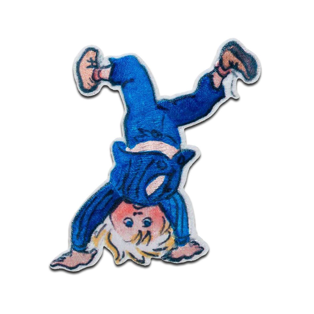 Mono-Quick Aufnäher Bügelbild, Aufbügler, Applikationen, Patches, Flicken, zum aufbügeln, Polyester, Michel aus Lönneberga Kopfstand - Größe: 6 x 6,5 cm