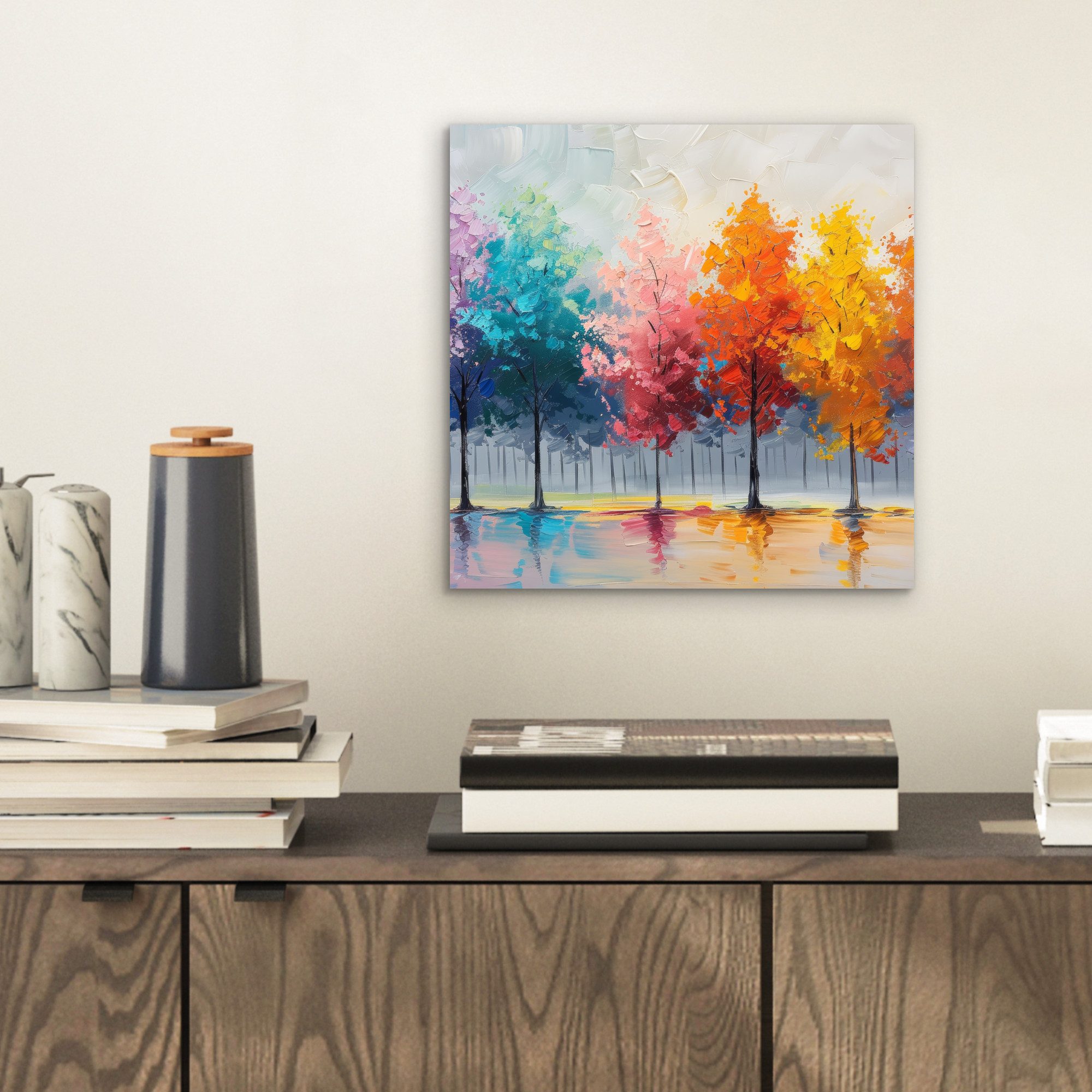 MuchoWow Metallbild Bäume - Farbenfroh - günstig online kaufen