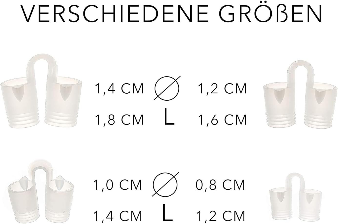 Geschenkehöhle Schnarchstopper Anti-Schnarch Nasenclip Set aus Silikon – 4 Größen, Wiederverwendbar, Freier atmen, ruhiger schlafen – komfortabel & diskret