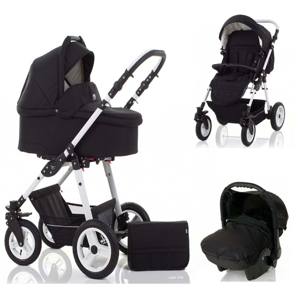 Kombi-Kinderwagen Leo 4 in 1 inkl. Sportsitz, Autositz und Zubehör in 20 Farben