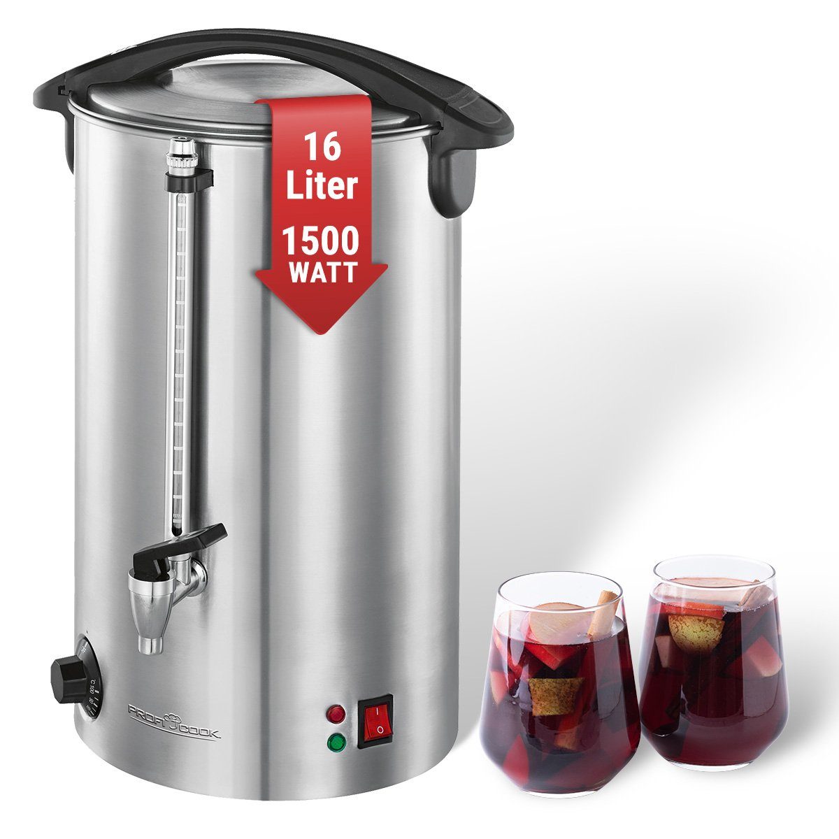 ProfiCook Heißgetränke- und Glühweinautomat PC-HGA 1111, 16L Tankinhalt, für Glühwein, Tee & Kaffee