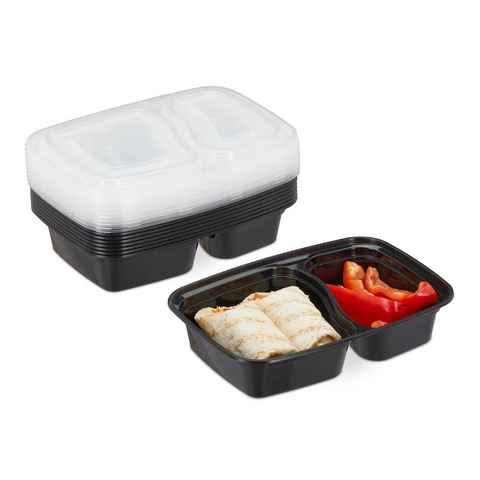 relaxdays Lunchbox 10er Set Meal Prep Boxen 2 Fächer, Kunststoff