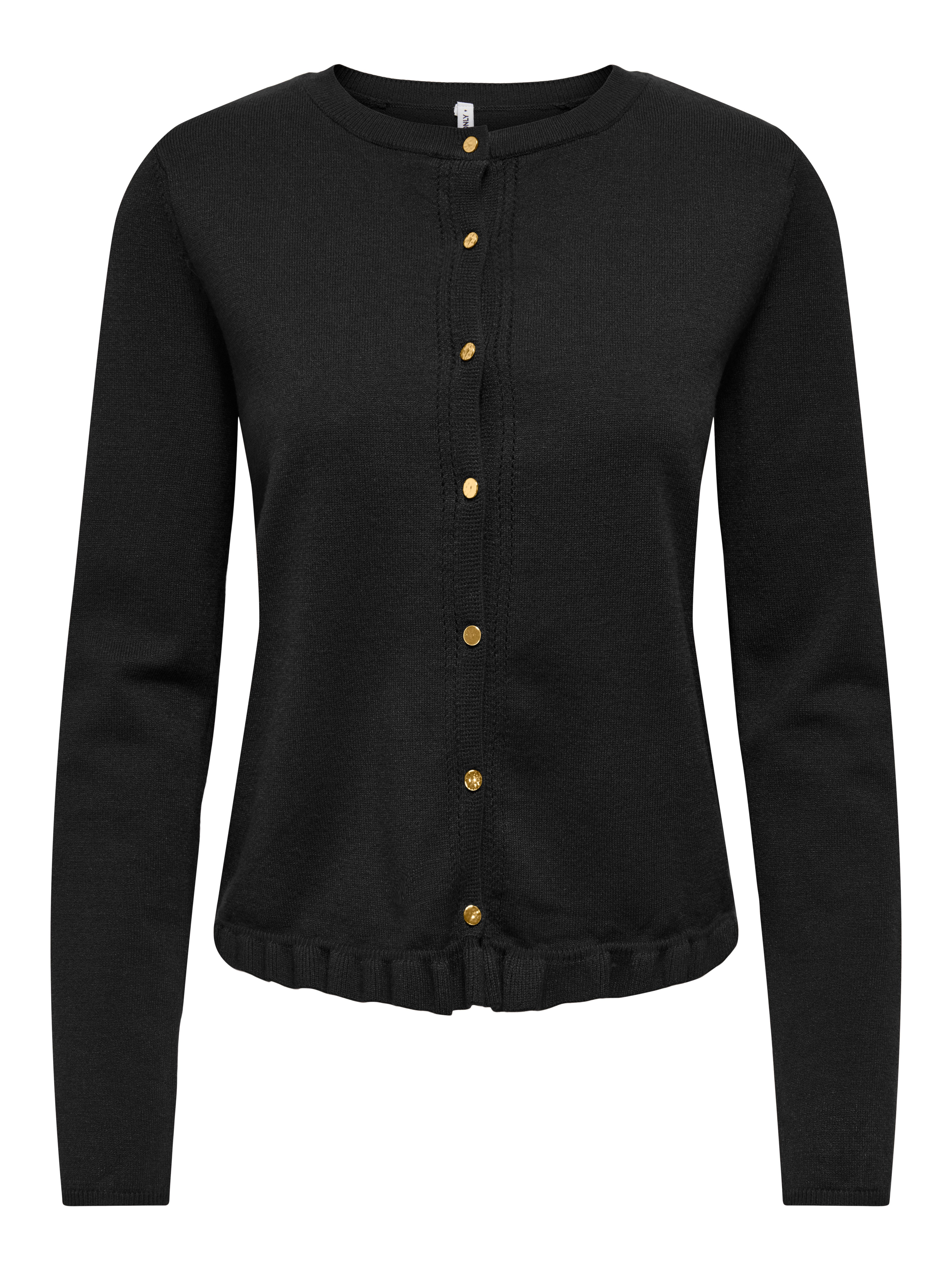 ONLY Strickjacke ONLCINDEREL LS O-NECK FRILL CARDI CC KNT Materialmix, regular fit
